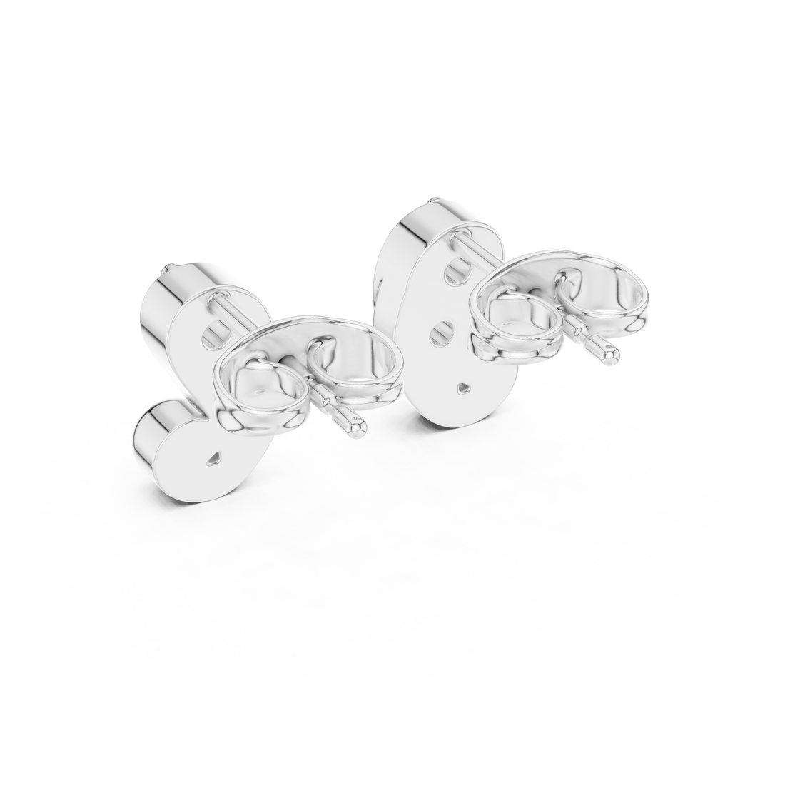 Round Cut Diamond Duo Scroll Motif Curved Cluster Stud Earrings in Prong Setting