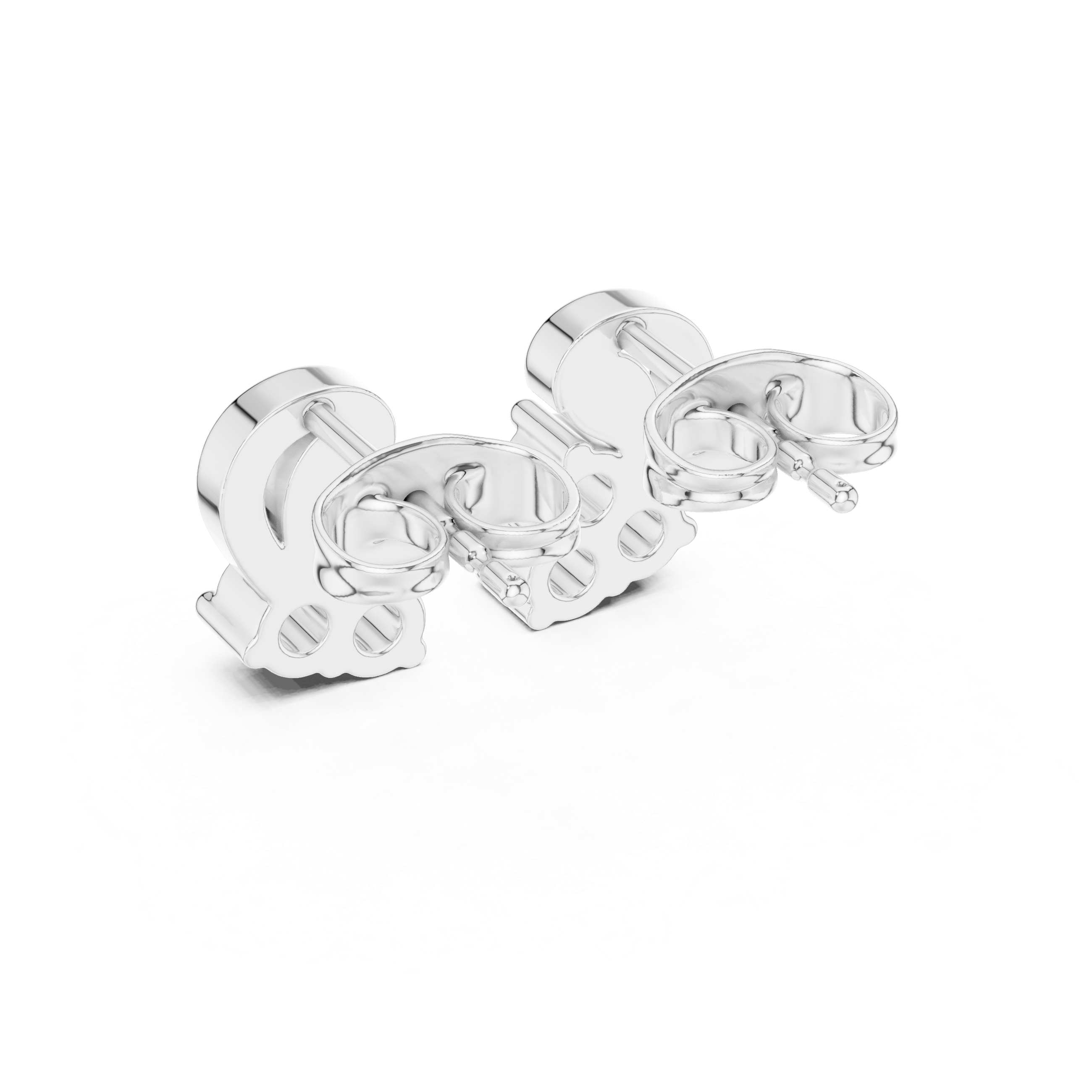 Round Cut Diamond Trio Cluster Twist Scroll Motif Stud Earrings in Collet Setting