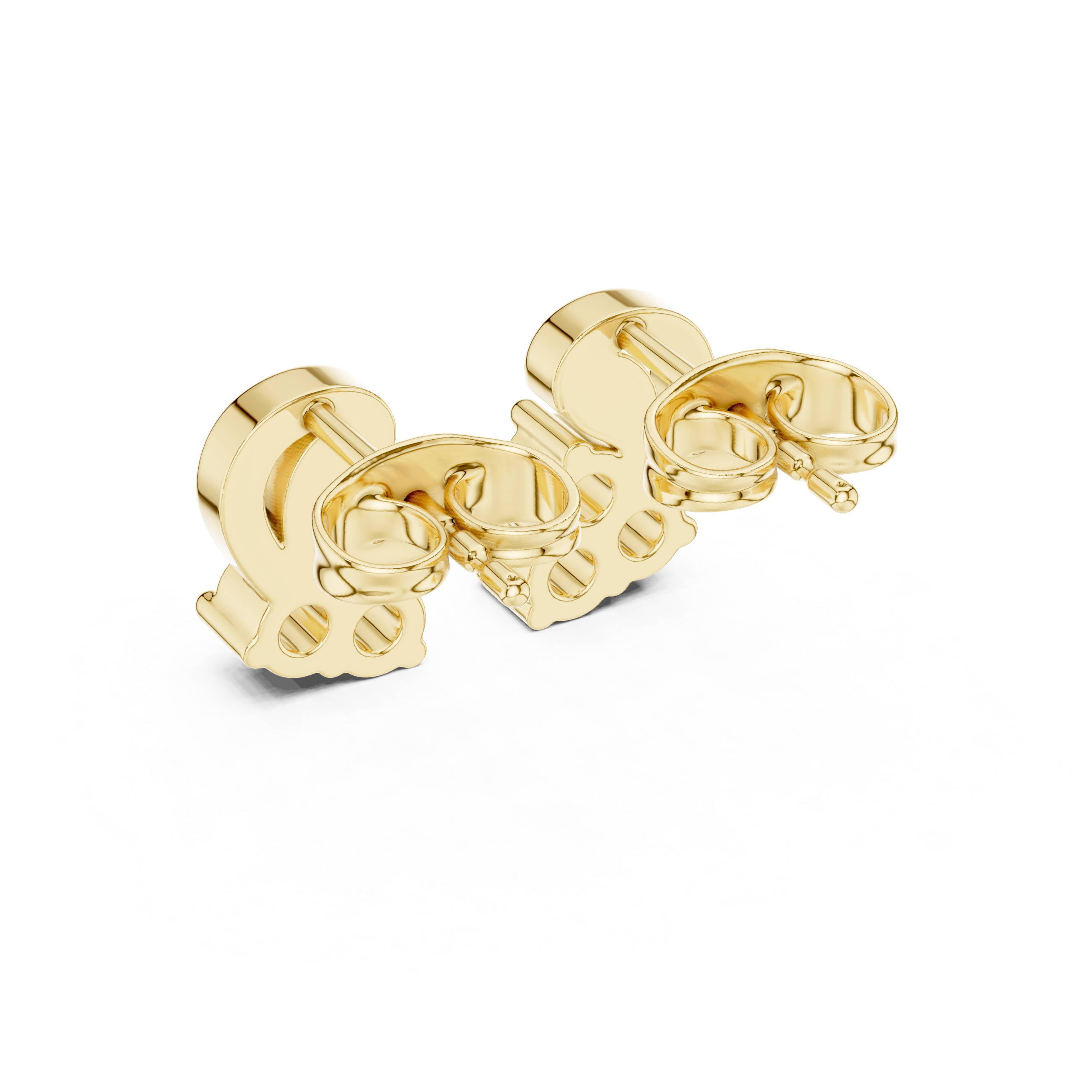 Round Cut Diamond Trio Cluster Twist Scroll Motif Stud Earrings in Collet Setting