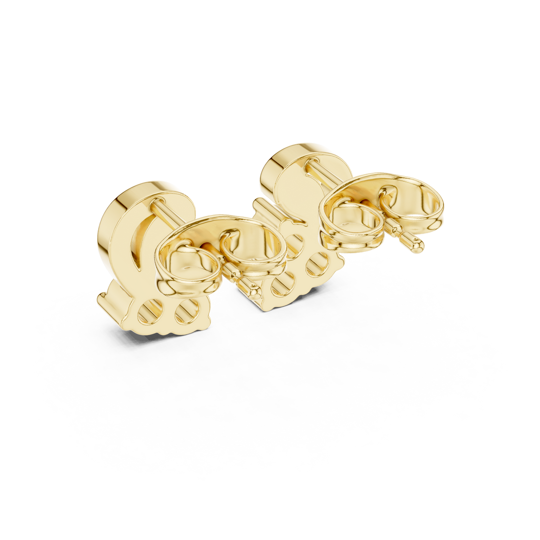 Round Cut Diamond Trio Cluster Twist Scroll Motif Stud Earrings in Collet Setting