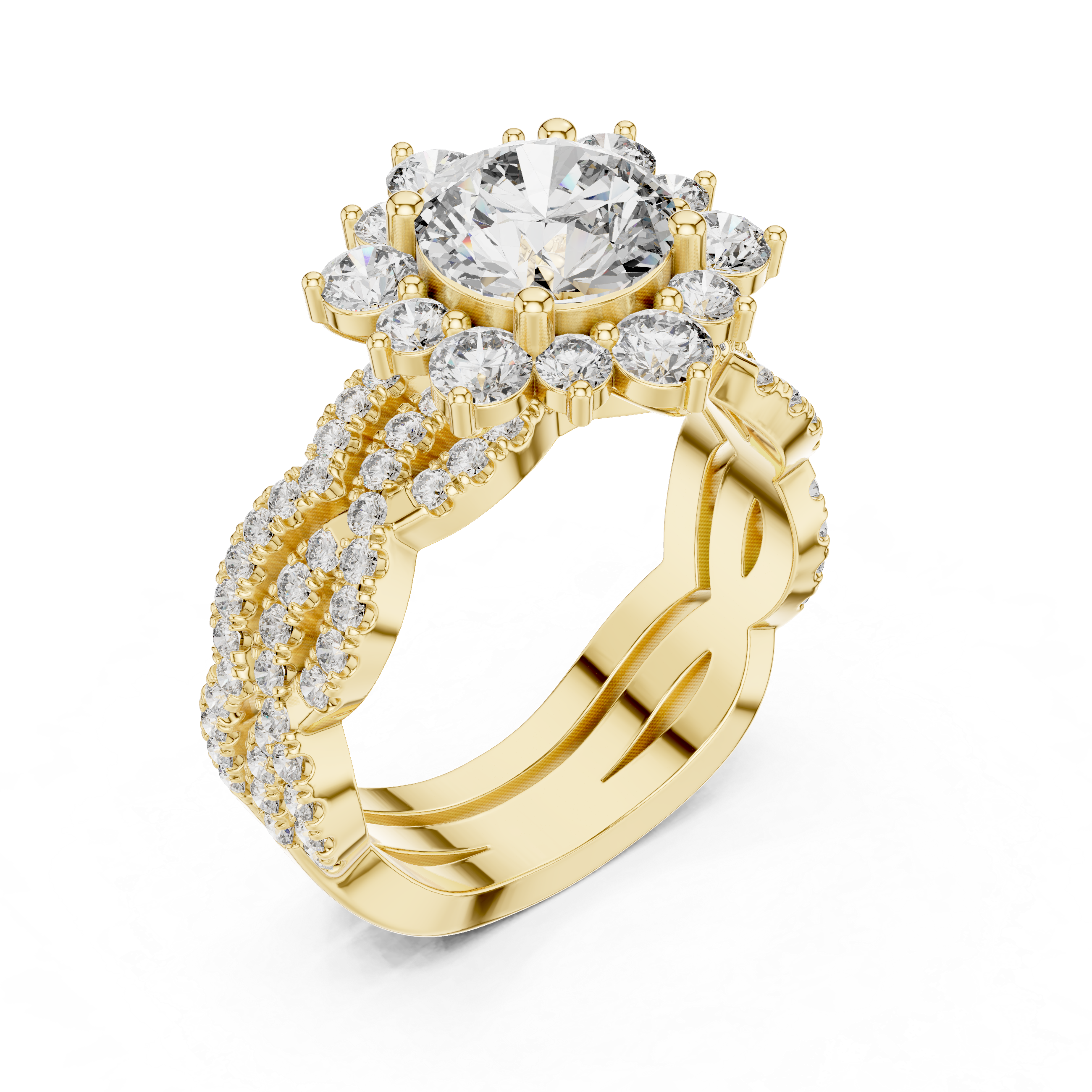 Marquise Cut Diamond Halo Statement Ring with Bezel Set Accents