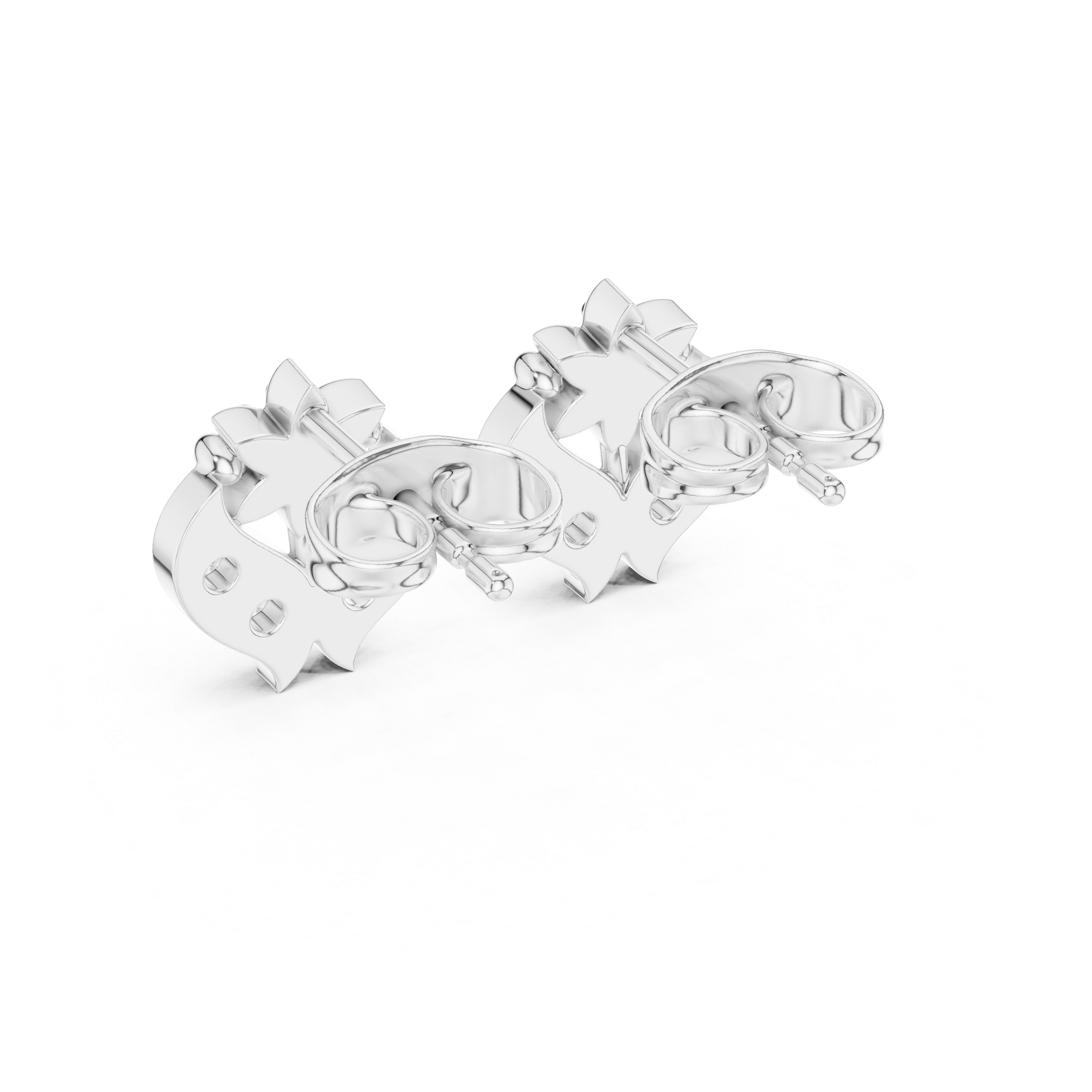 Round Brilliant Diamond Heart Motif Floral Cluster Stud Earrings