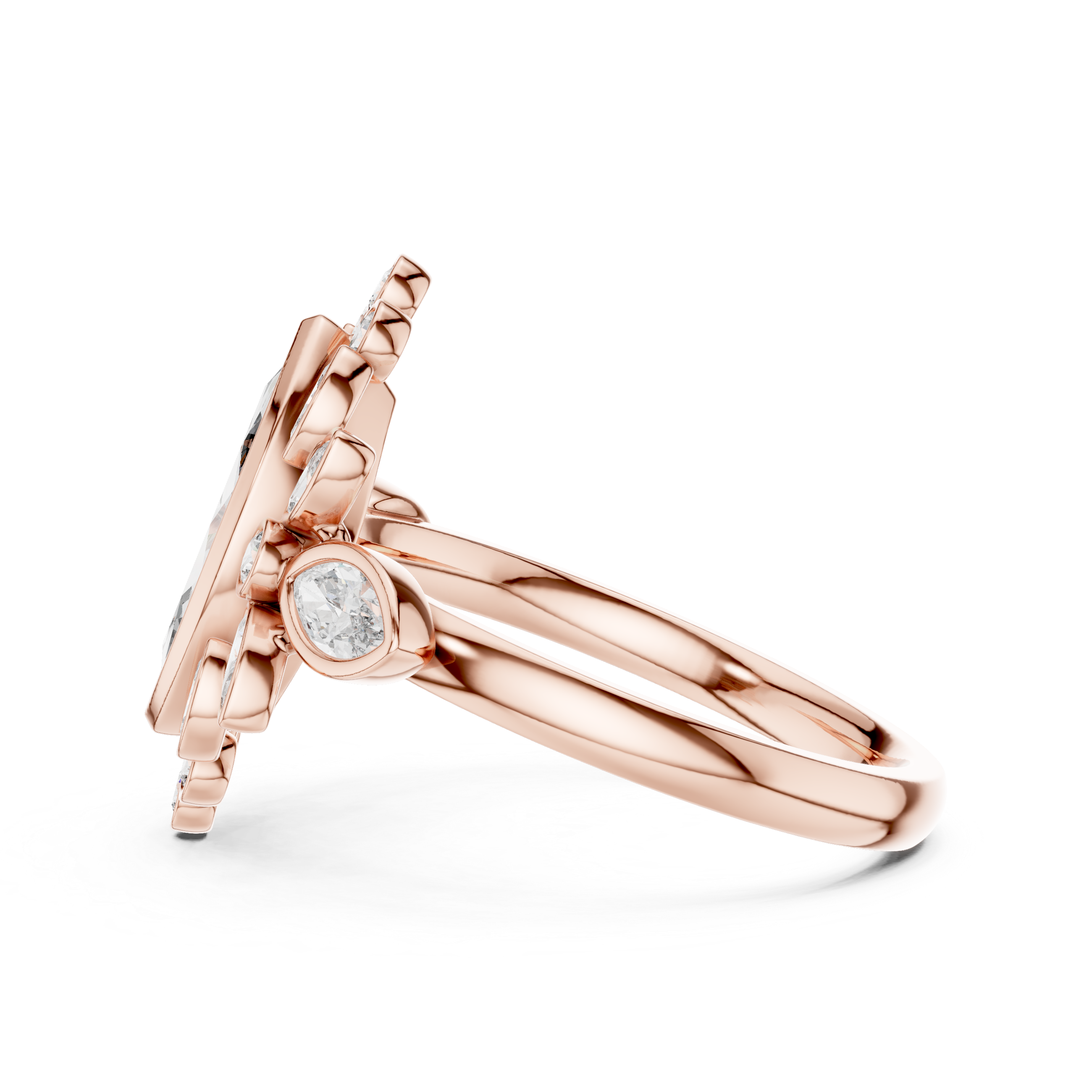 Pear Cut Diamond Open Wrap Halo Ring with Double Pear Motif