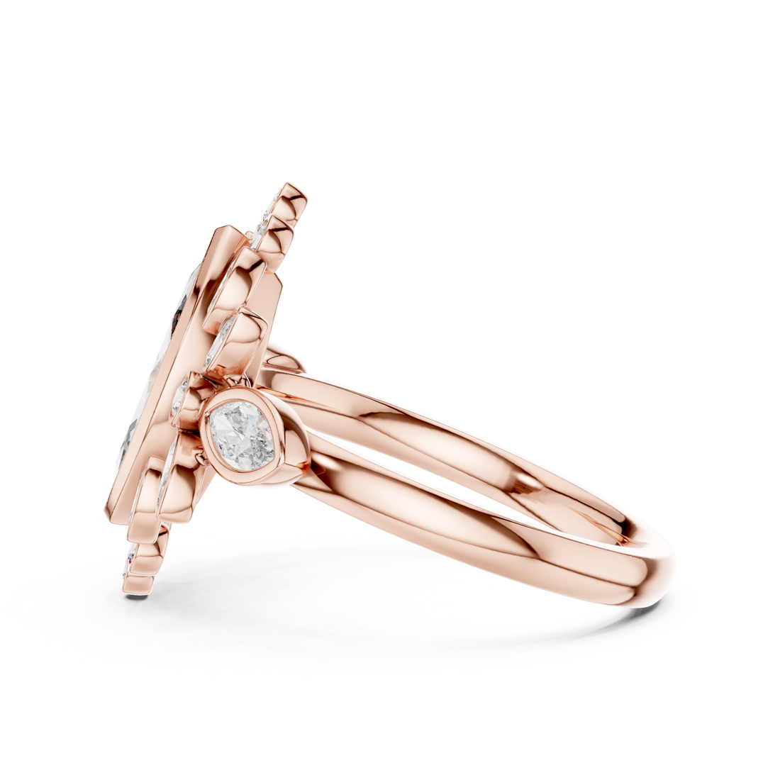 Pear Cut Diamond Open Wrap Halo Ring with Double Pear Motif