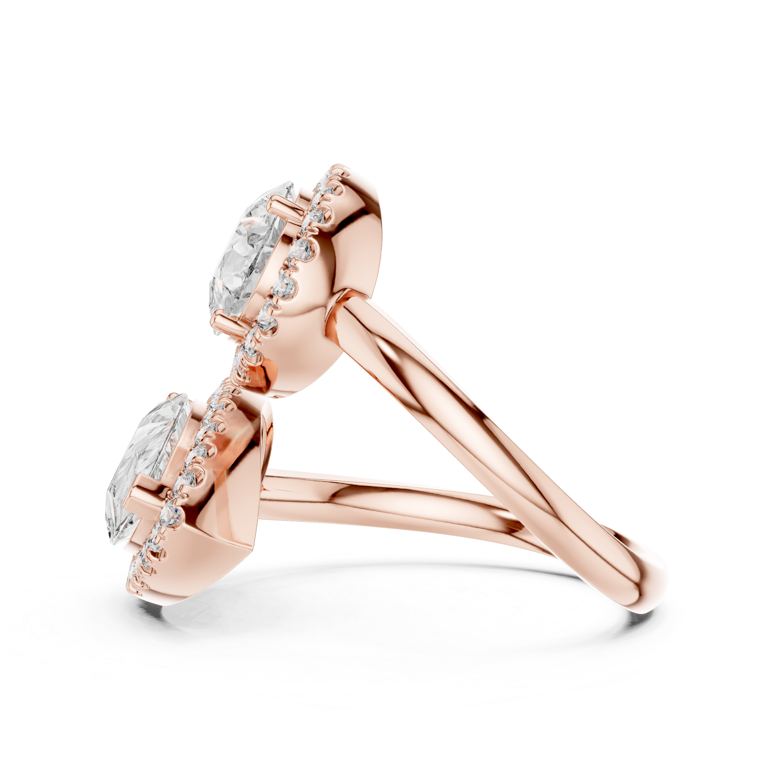 Emerald Cut Three Stone Diamond Ring with Princess Side Diamonds