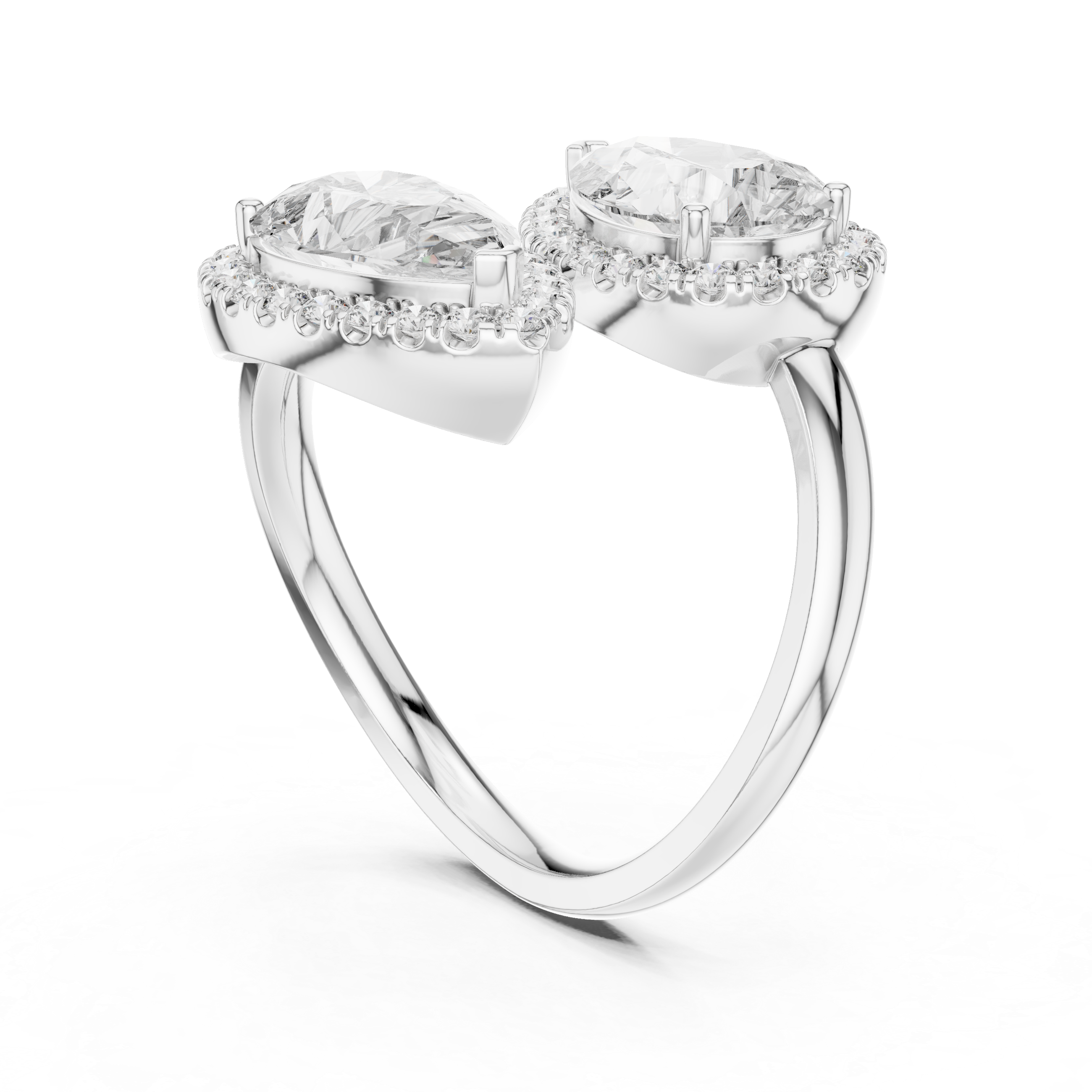 Emerald Cut Three Stone Diamond Ring with Princess Side Diamonds