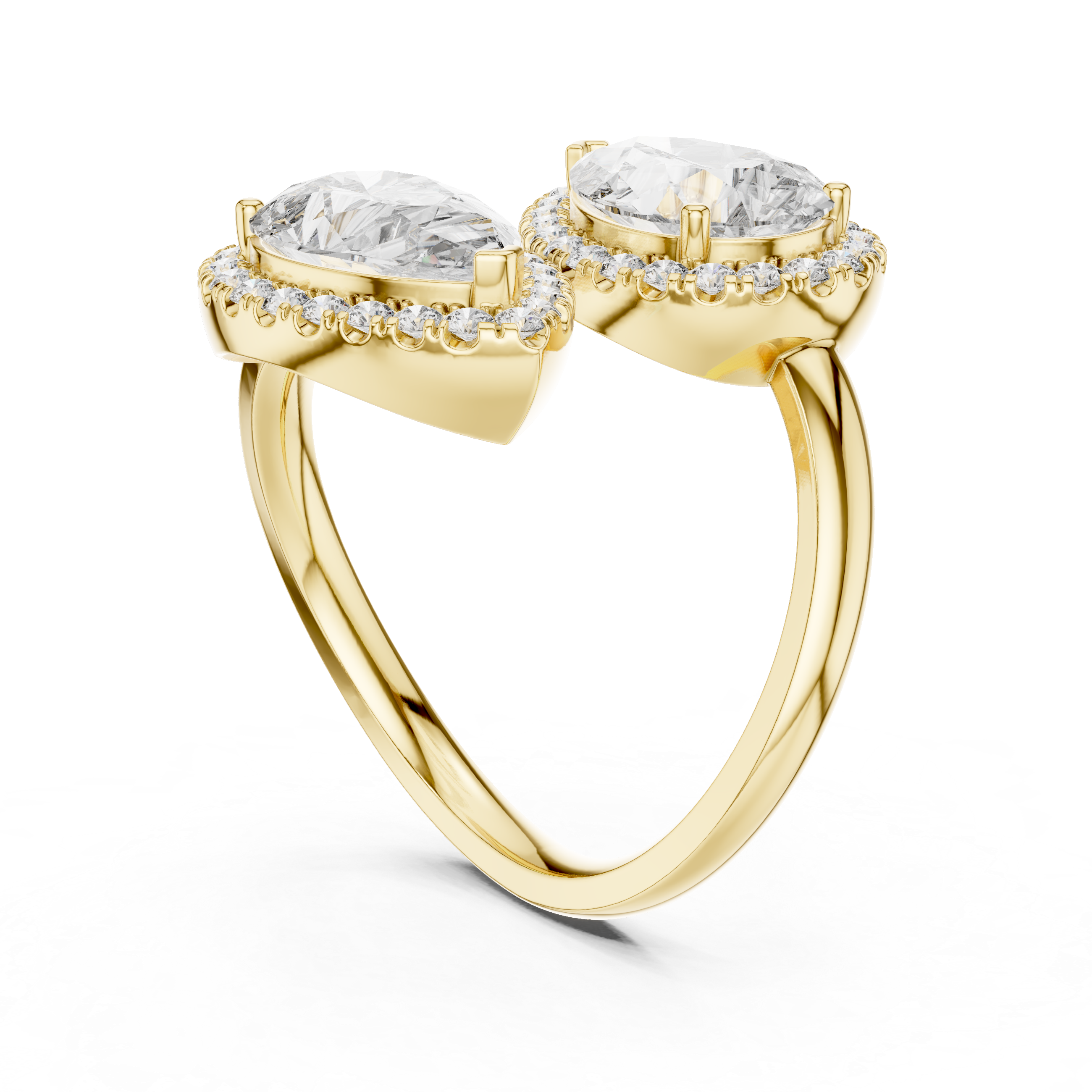 Emerald Cut Three Stone Diamond Ring with Princess Side Diamonds