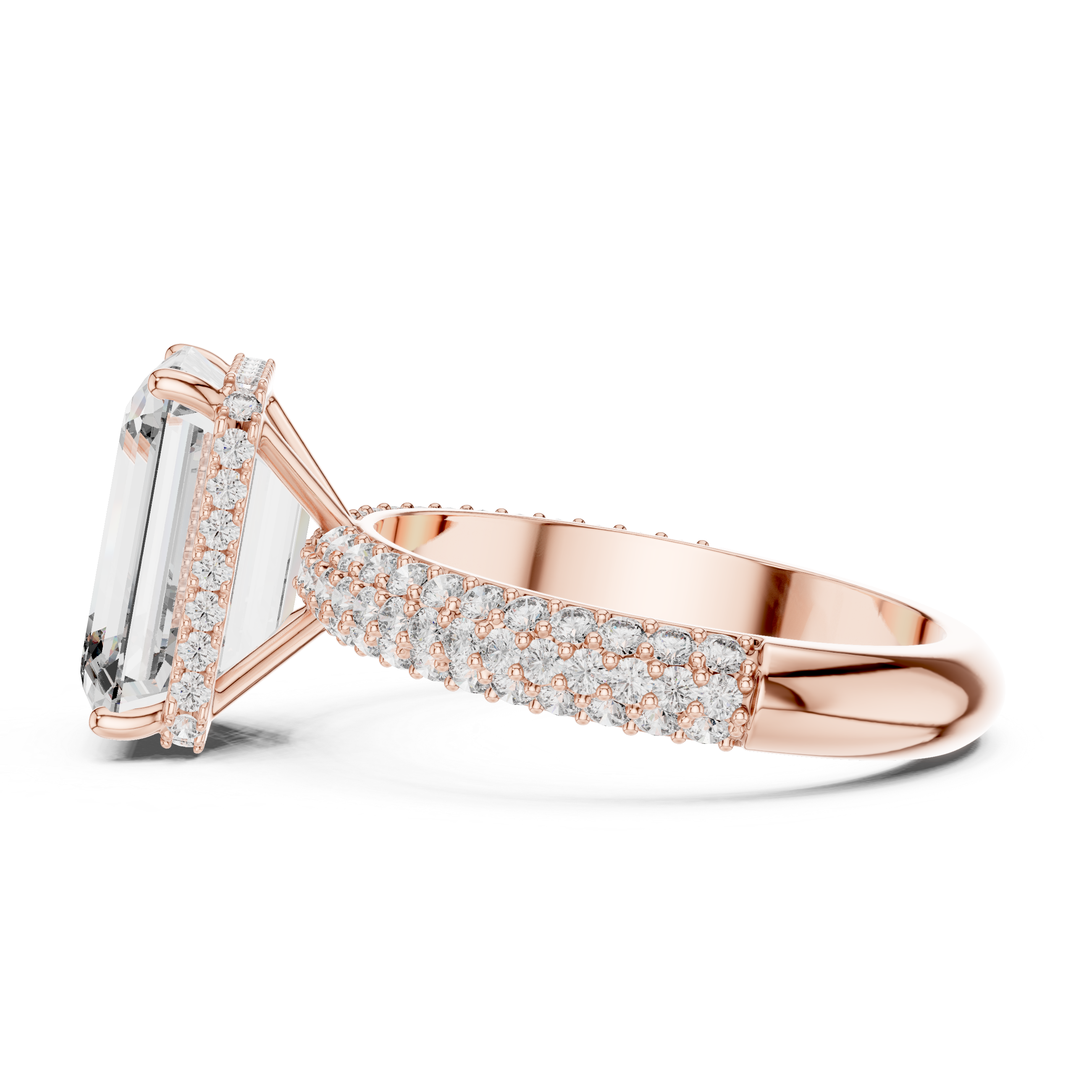 Emerald and Oval Cut Diamond Eternity Band with Alternating Collet Set Brilliance