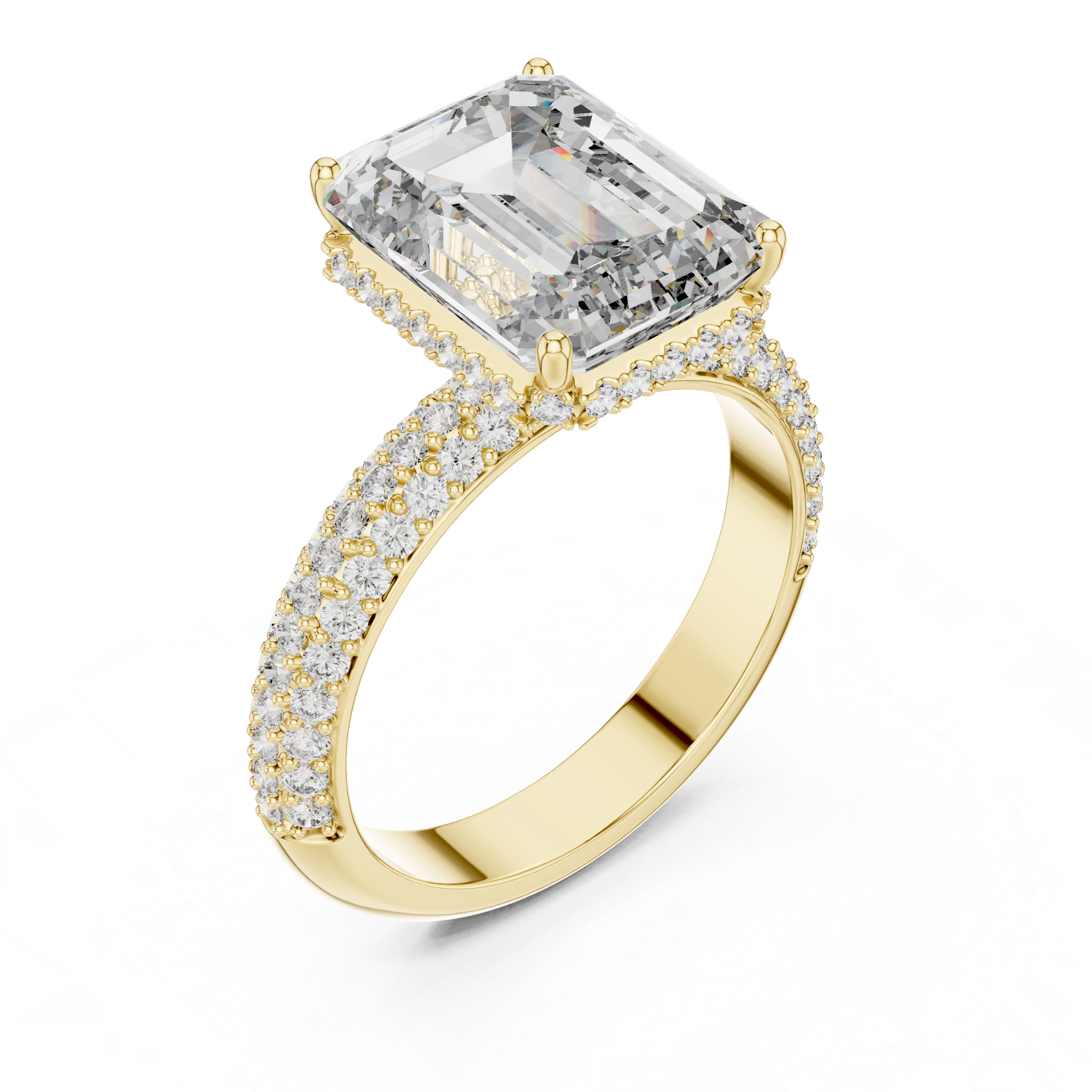 Emerald and Oval Cut Diamond Eternity Band with Alternating Collet Set Brilliance