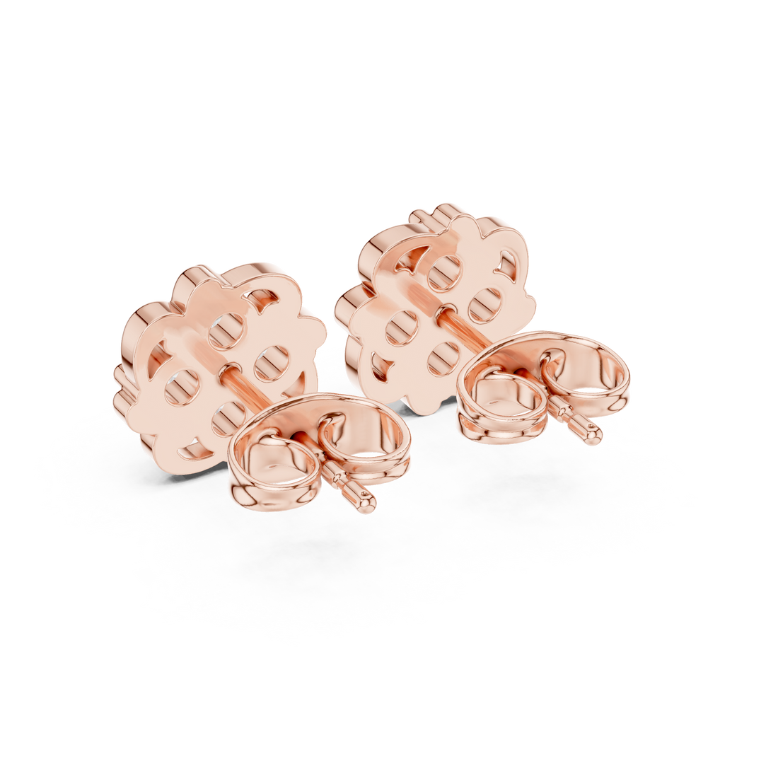 Round Brilliant Diamond Floral Cluster Collet Set Classic Stud Earrings