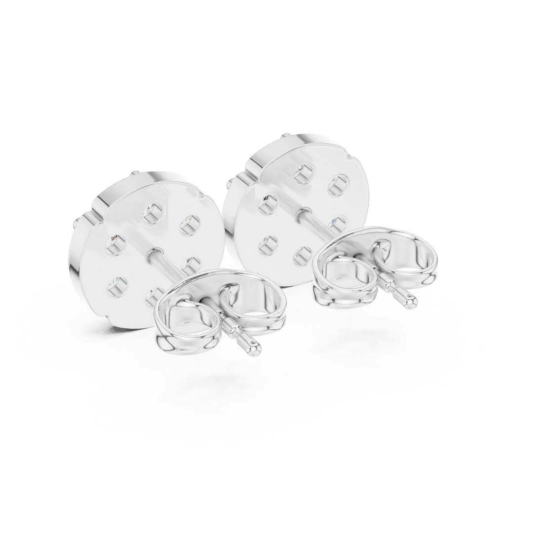 Round Brilliant Diamond Floral Cluster Prong Set Classic Disc Stud Earrings