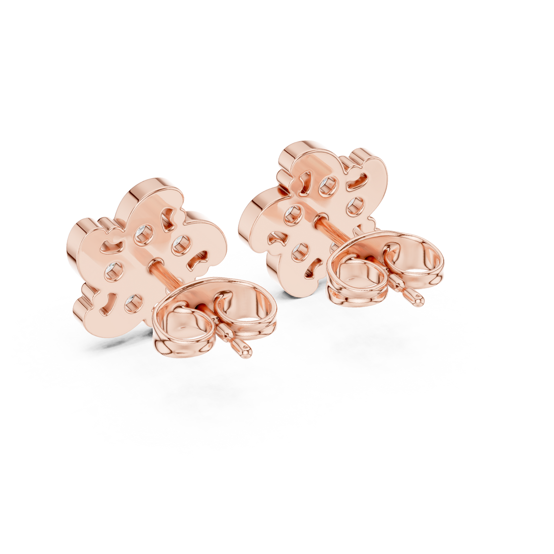 Round Brilliant Diamond Floral Petal Cluster Prong Set Classic Stud Earrings