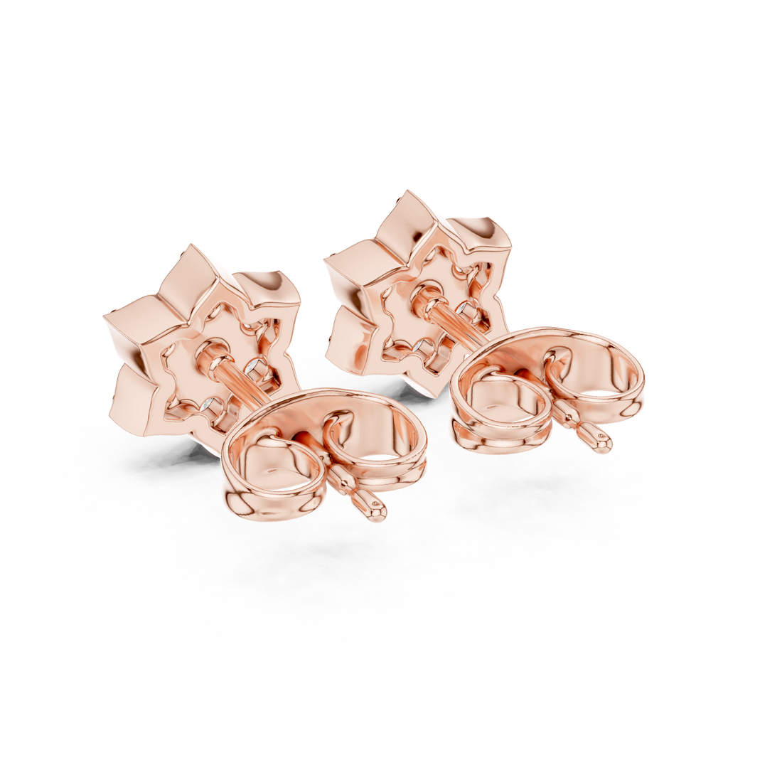 Round Brilliant Diamond Floral Star Cluster Prong Set Classic Stud Earrings