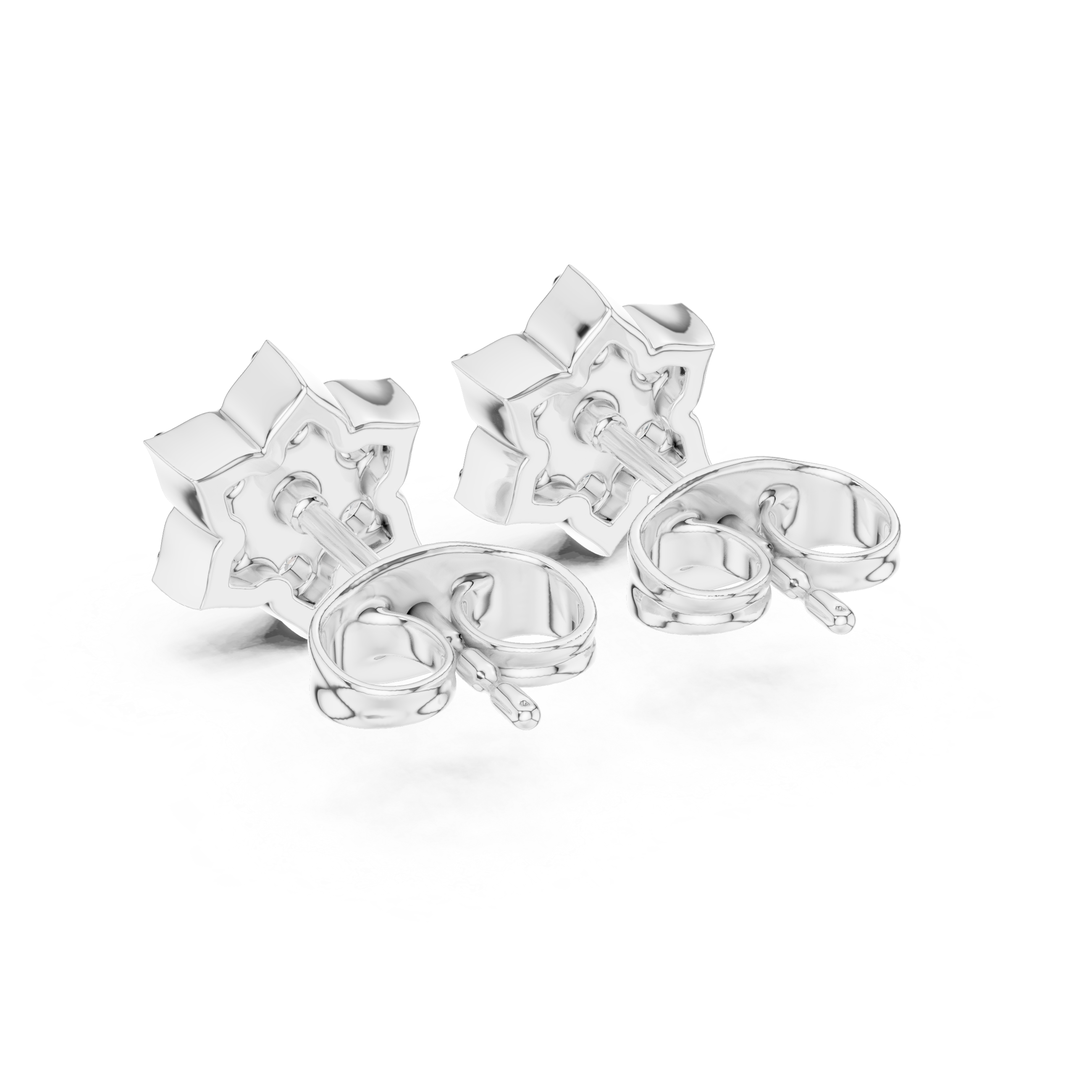 Round Brilliant Diamond Floral Star Cluster Prong Set Classic Stud Earrings