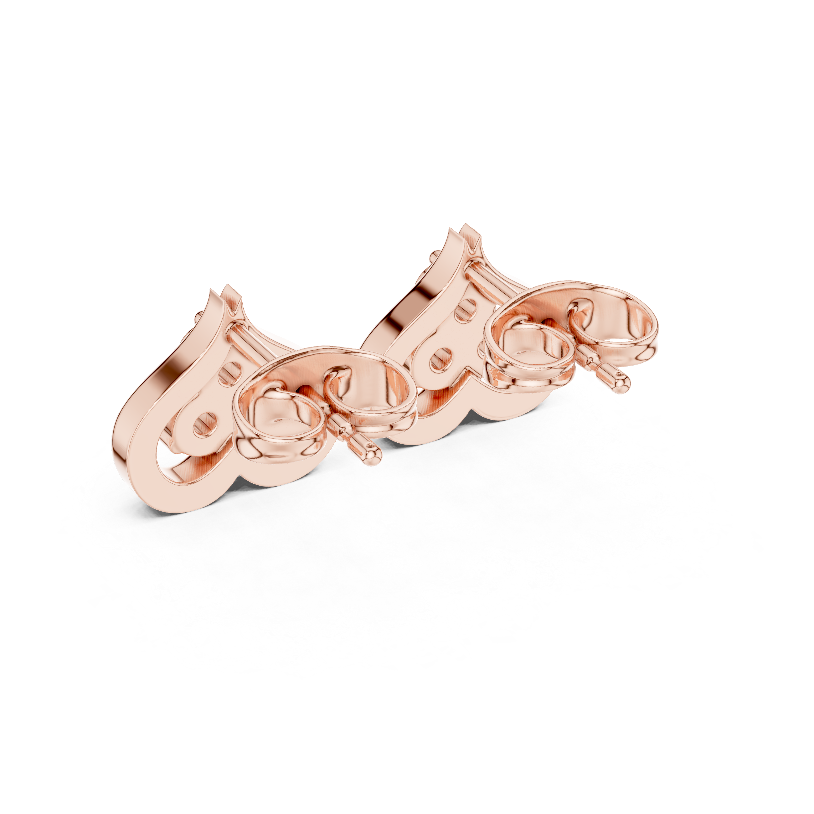 Round Brilliant Diamond Open Heart Trio Cluster Collet Set Stud Earrings