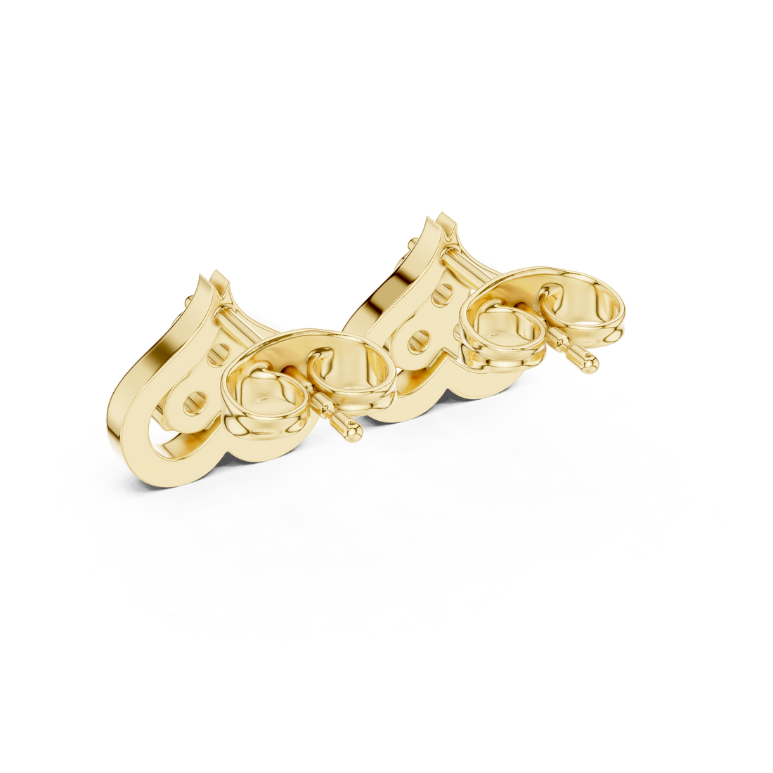 Round Brilliant Diamond Open Heart Trio Cluster Collet Set Stud Earrings