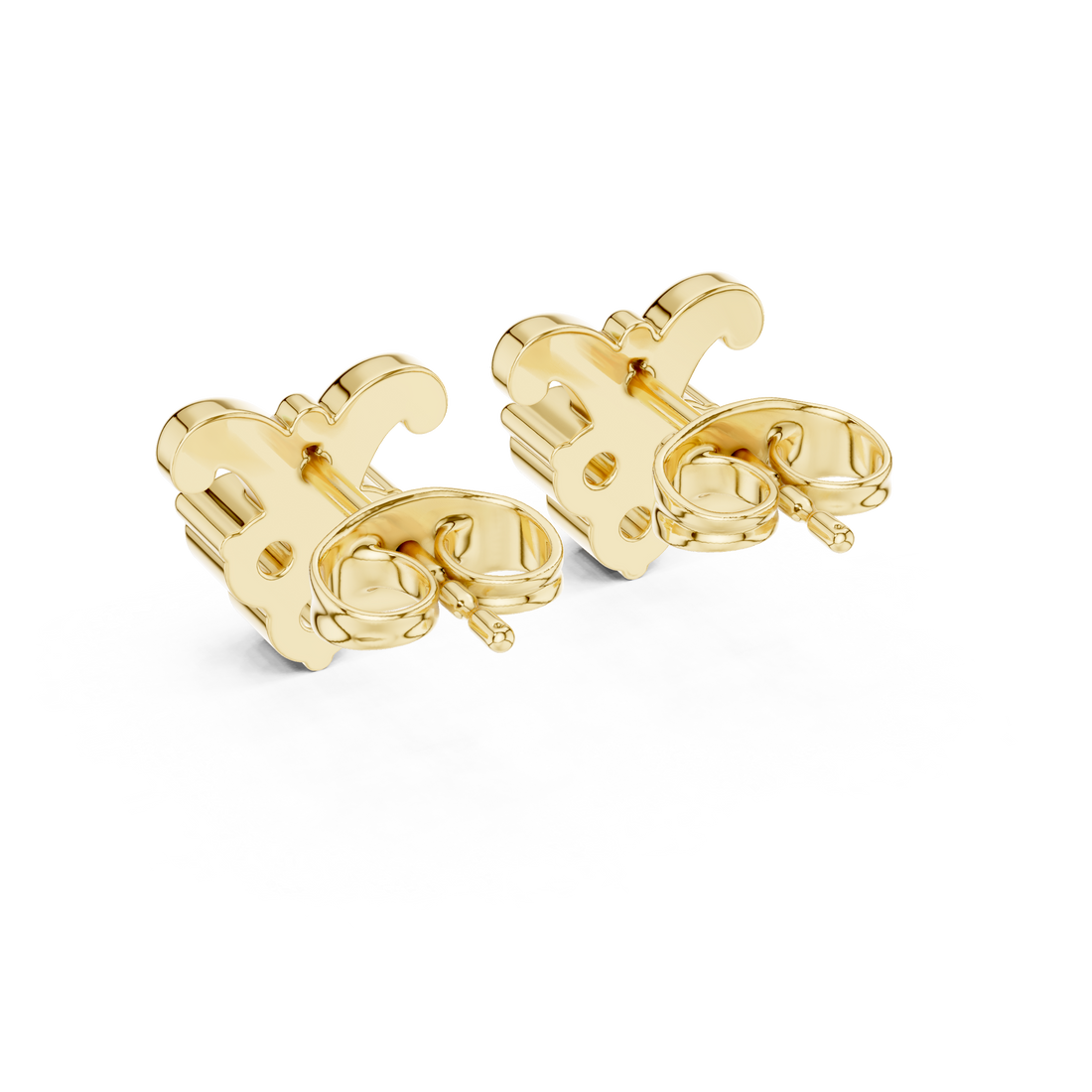 Round Brilliant Diamond Triple Cluster Scroll Motif Collet Set Stud Earrings