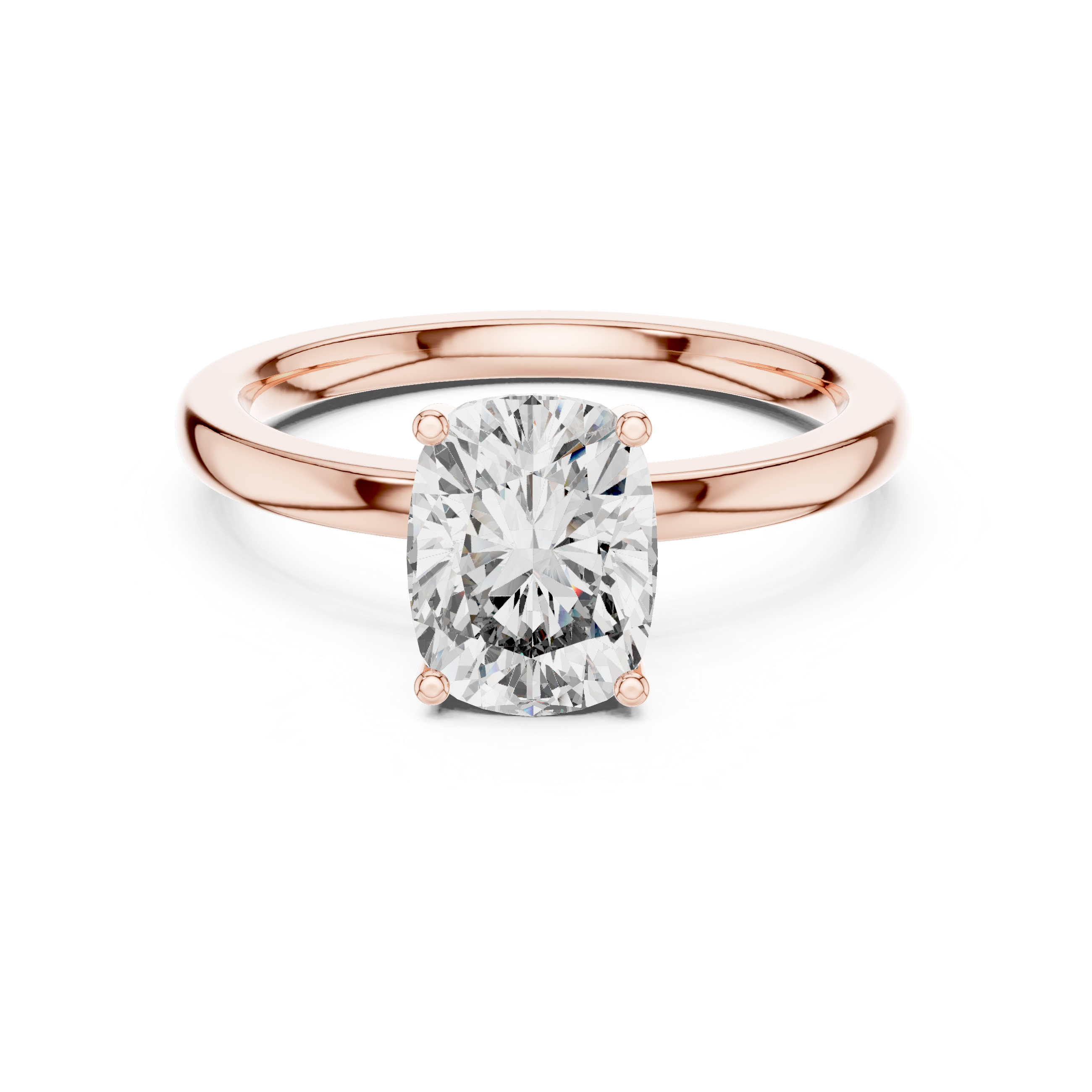 Cushion Cut Solitaire Diamond Ring with Hidden Halo Detail