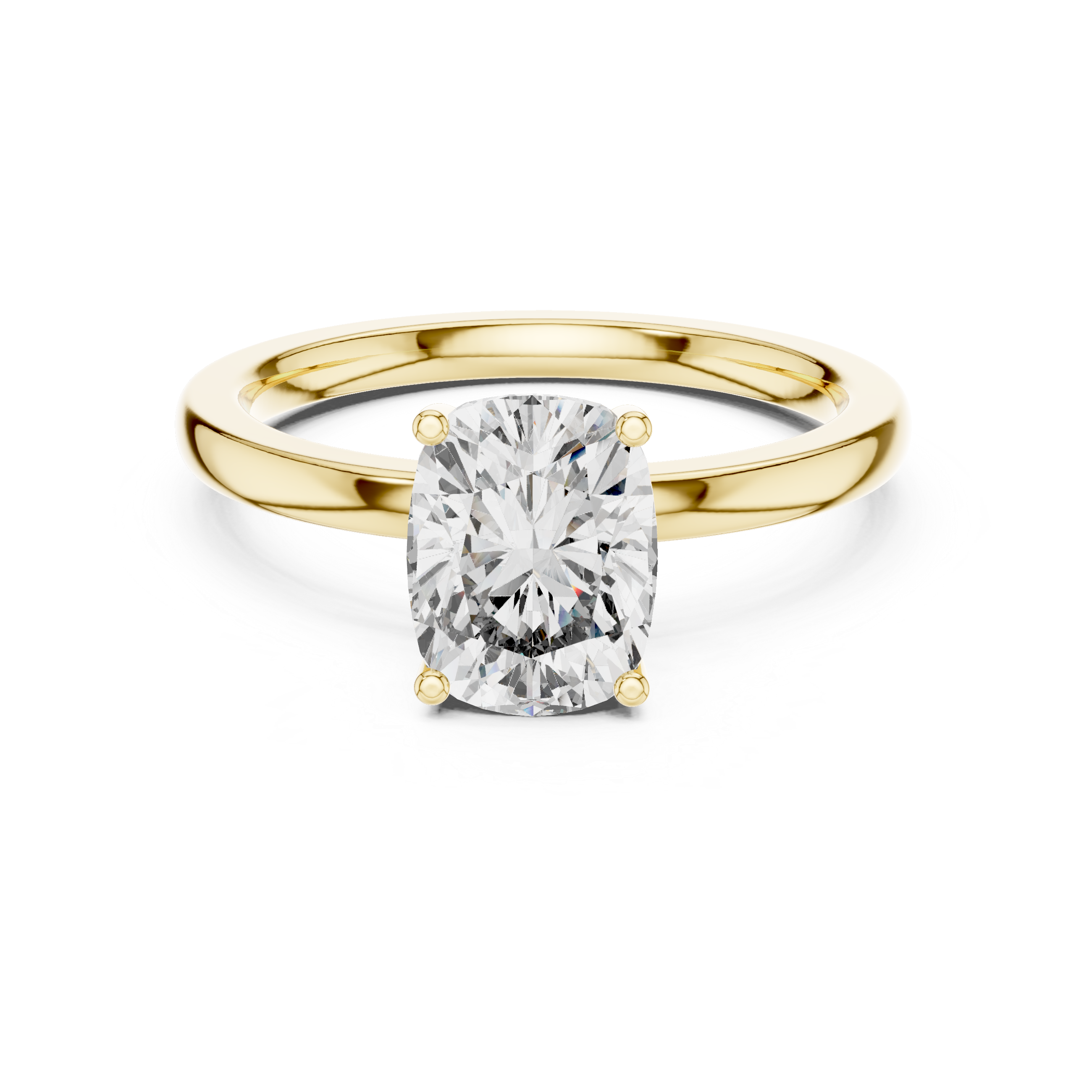 Cushion Cut Solitaire Diamond Ring with Hidden Halo Detail
