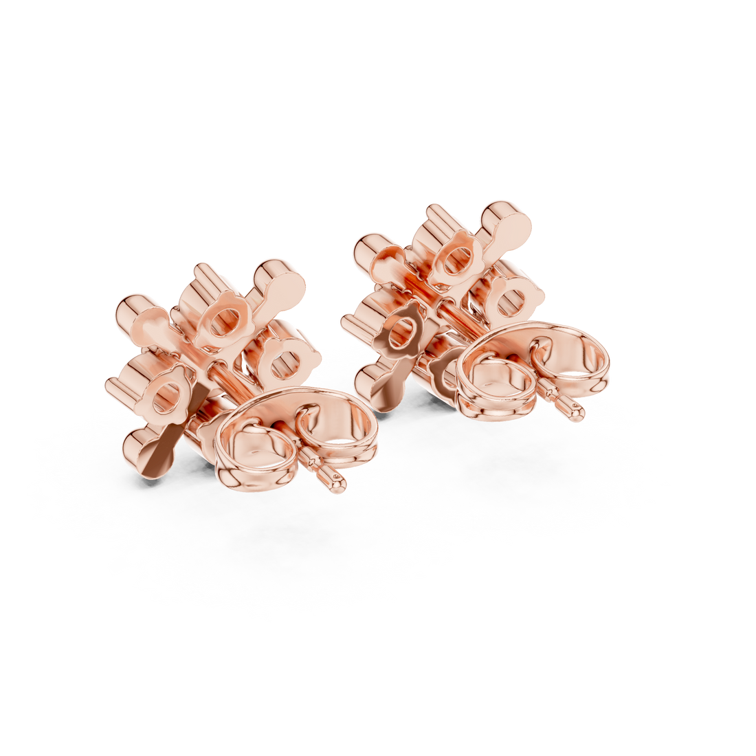 Round Brilliant Diamond Snowflake Cluster Collet Set Geometric Stud Earrings