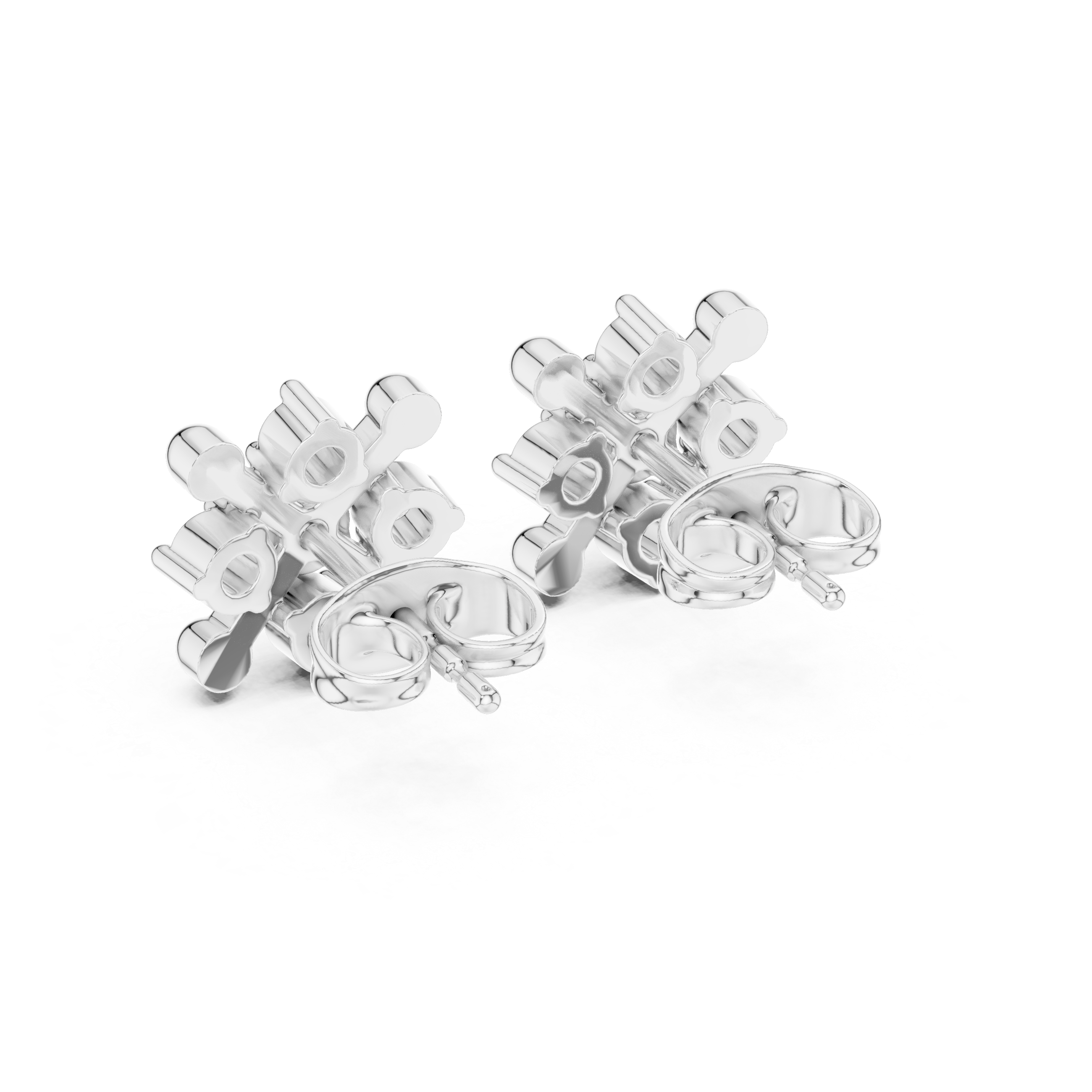 Round Brilliant Diamond Snowflake Cluster Collet Set Geometric Stud Earrings