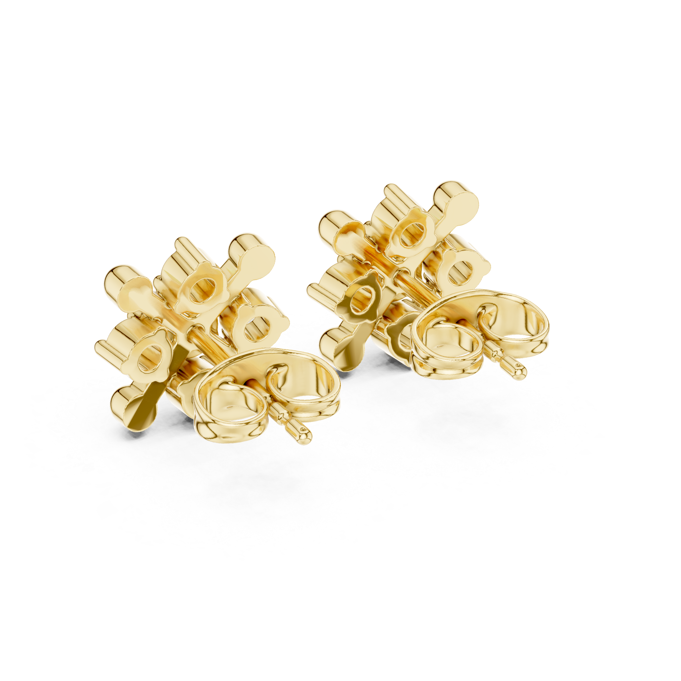 Round Brilliant Diamond Snowflake Cluster Collet Set Geometric Stud Earrings