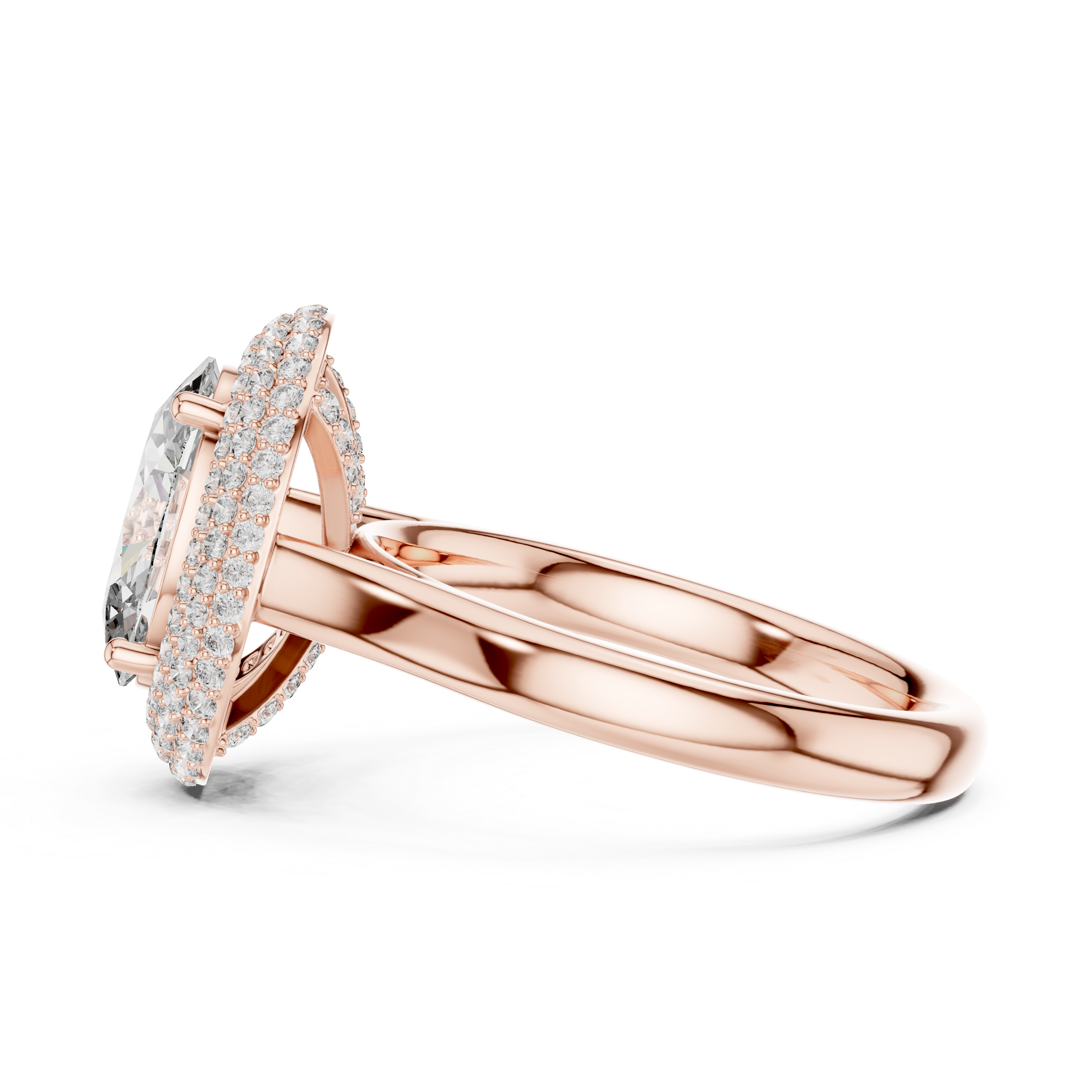 Oval Cut Diamond Double Halo Ring with Pavé Accents