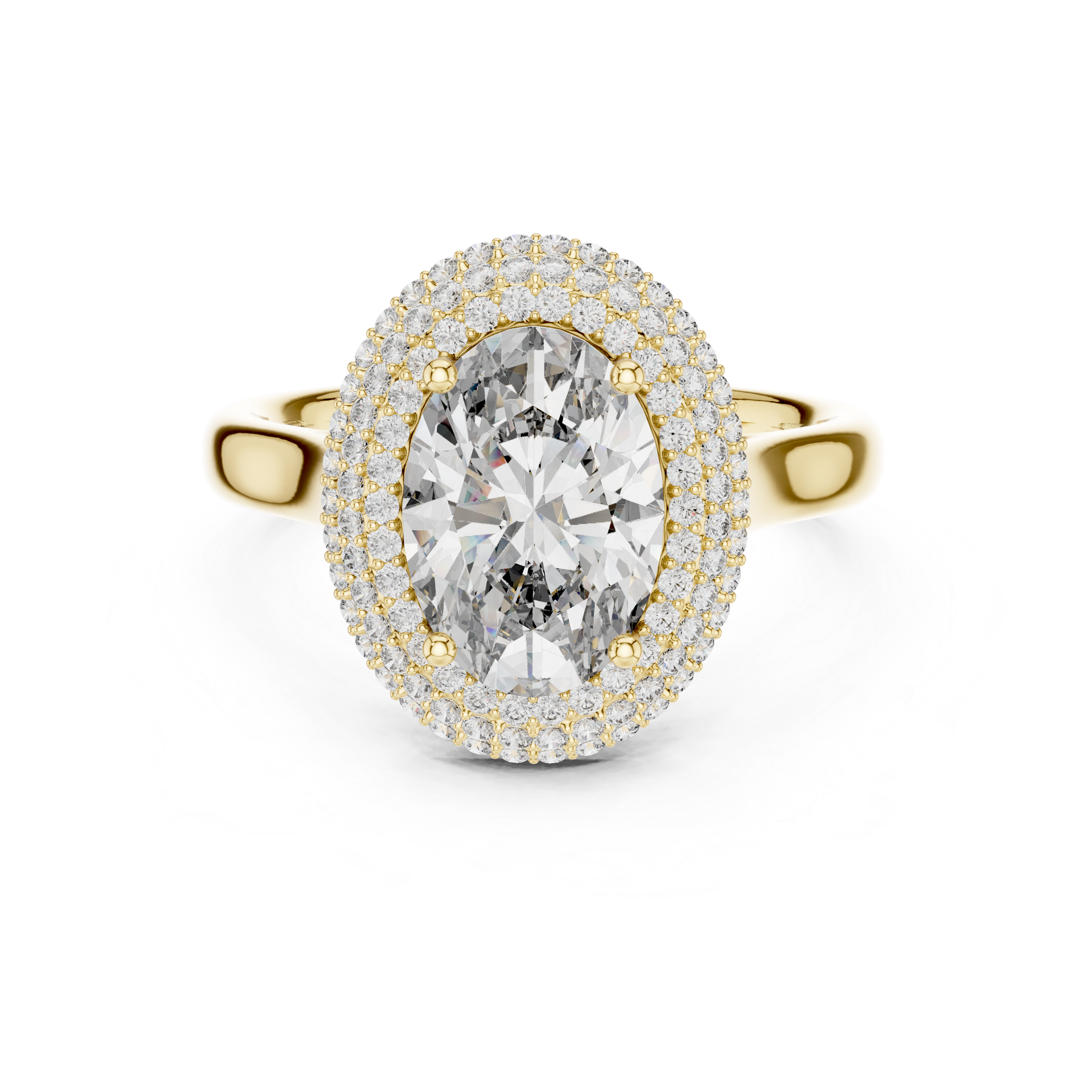 Oval Cut Diamond Double Halo Ring with Pavé Accents