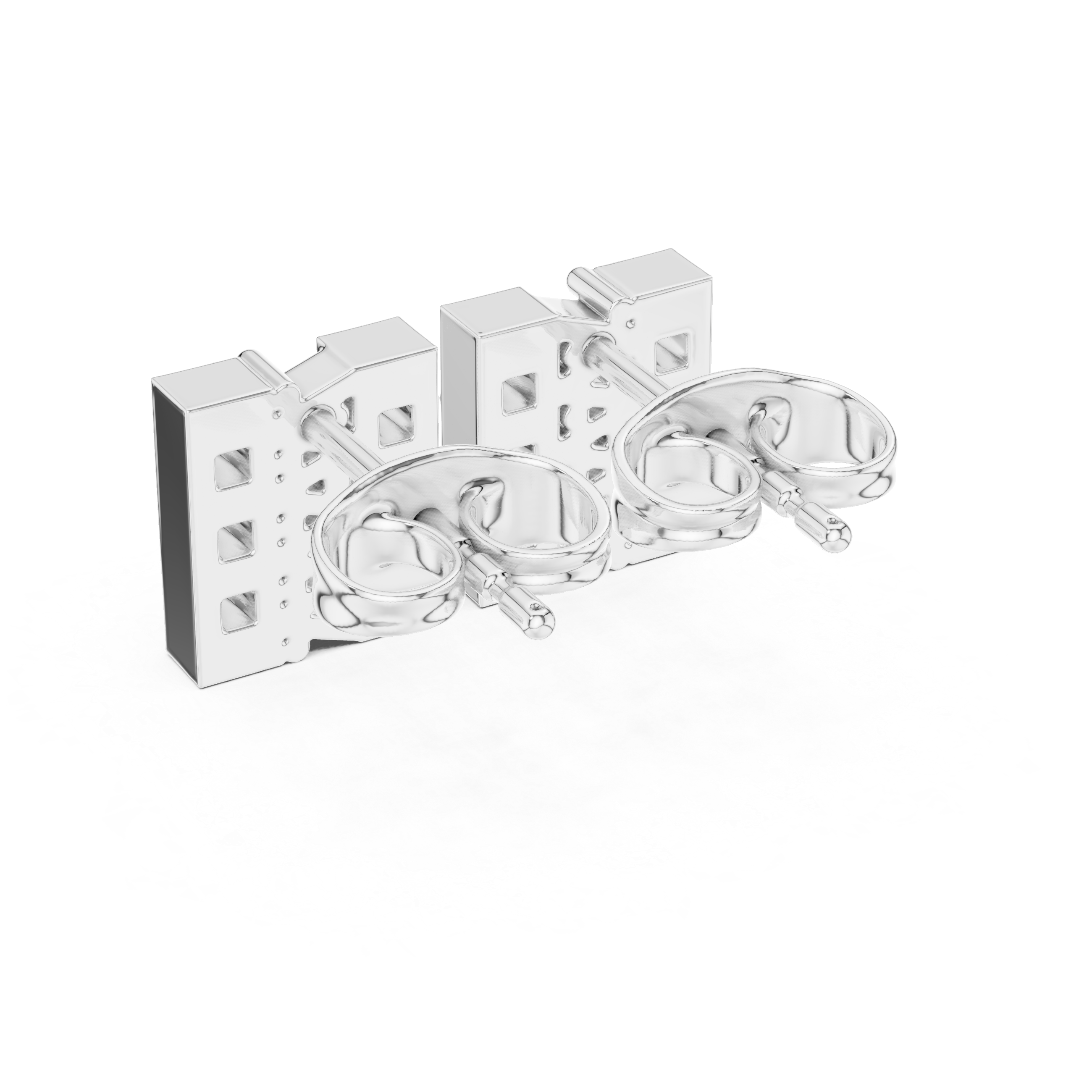 Round Brilliant Diamond Double Row Bar Cluster Stud Earrings