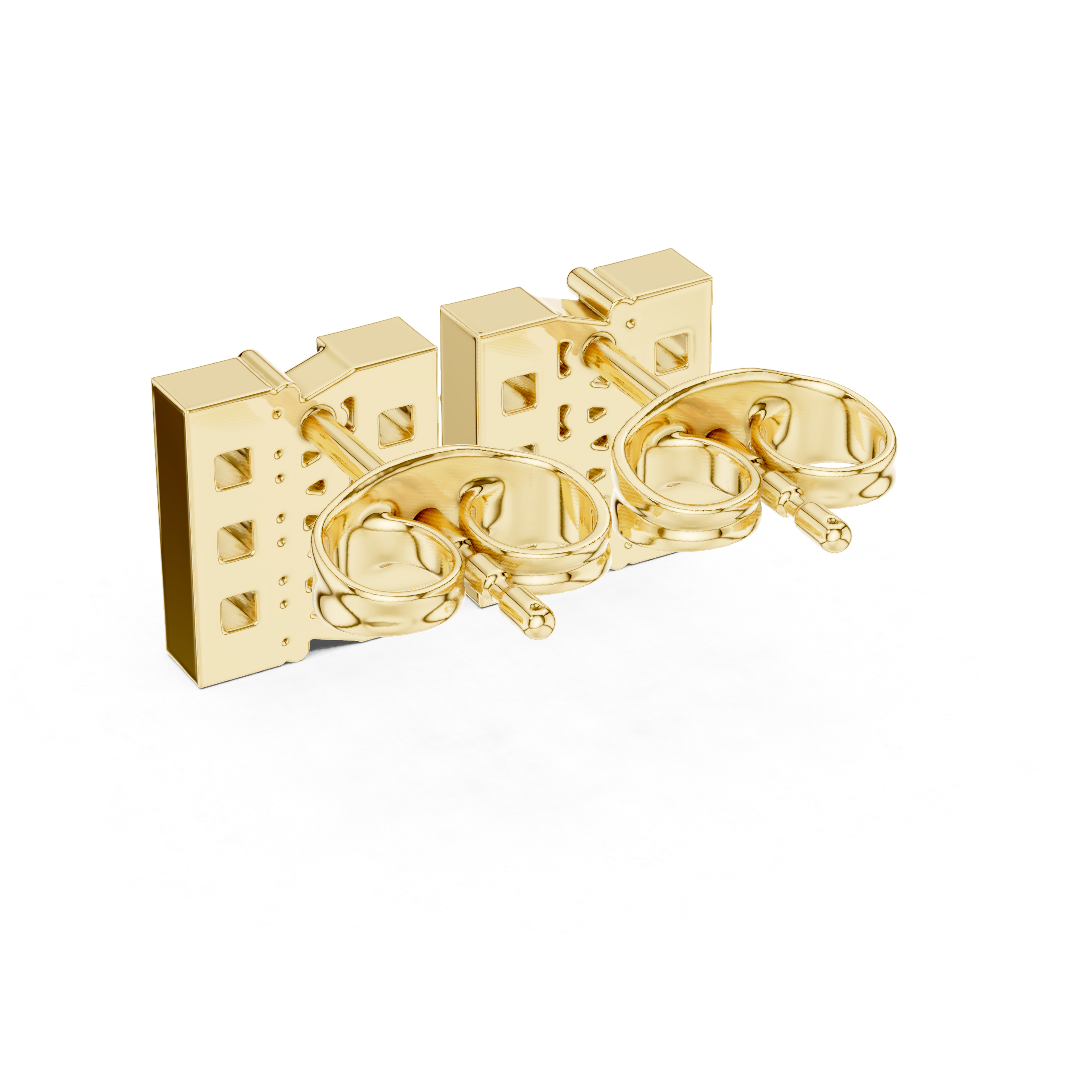 Round Brilliant Diamond Double Row Bar Cluster Stud Earrings