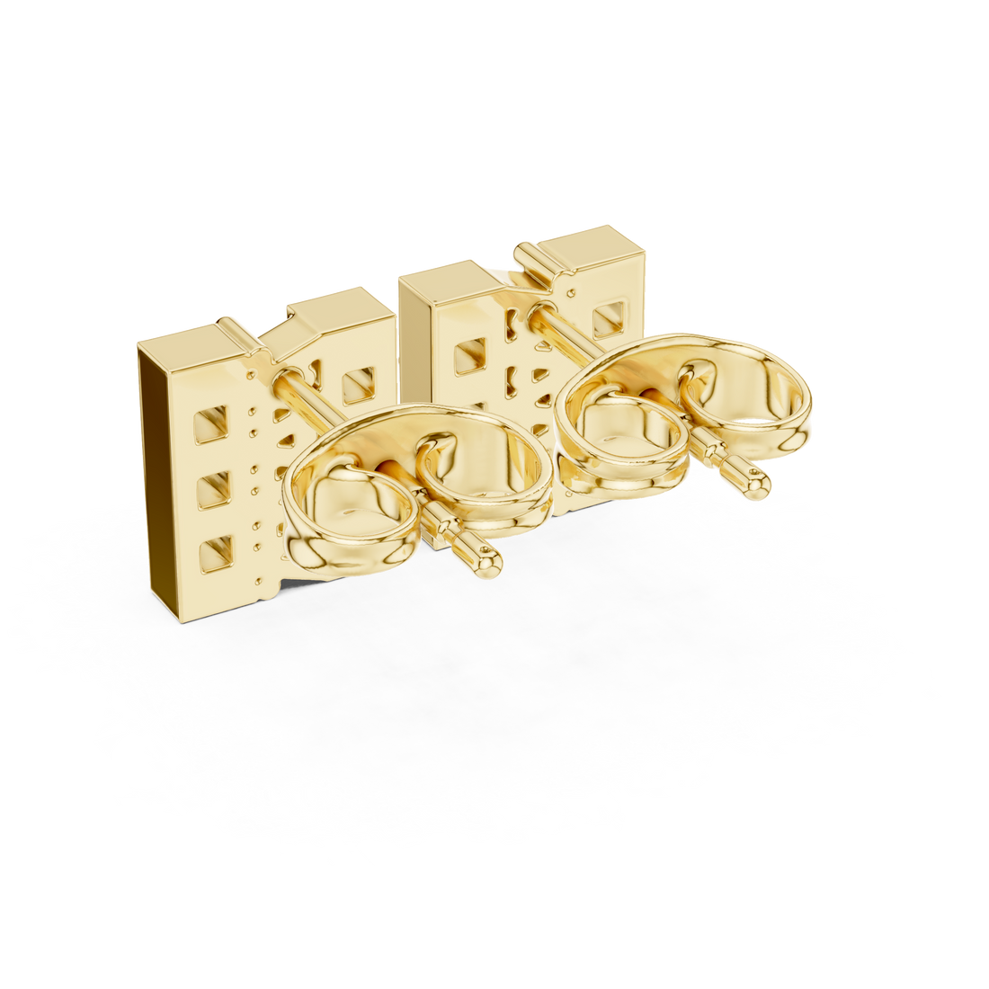 Round Brilliant Diamond Double Row Bar Cluster Stud Earrings