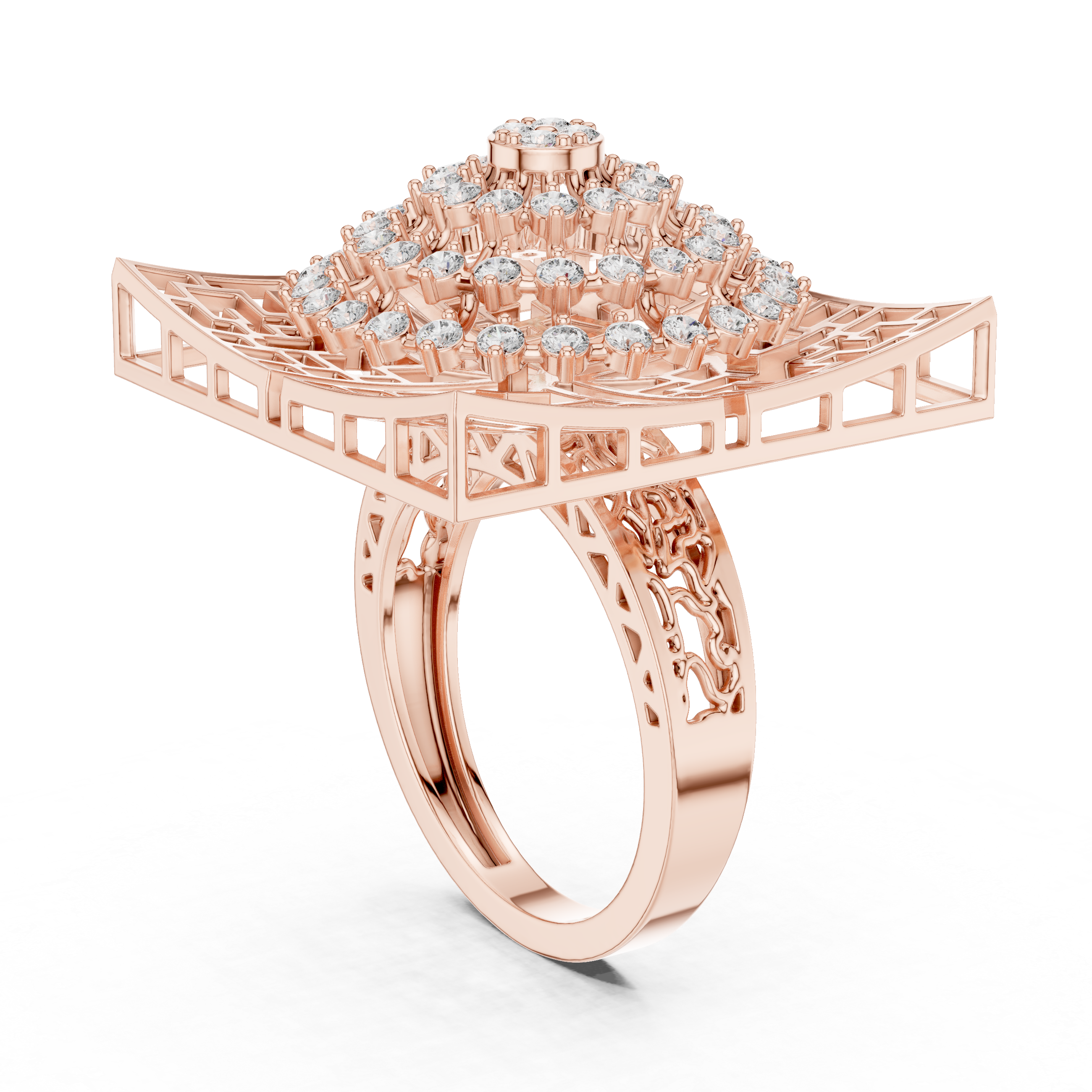 Classic marquise diamond ring with polished gold band.