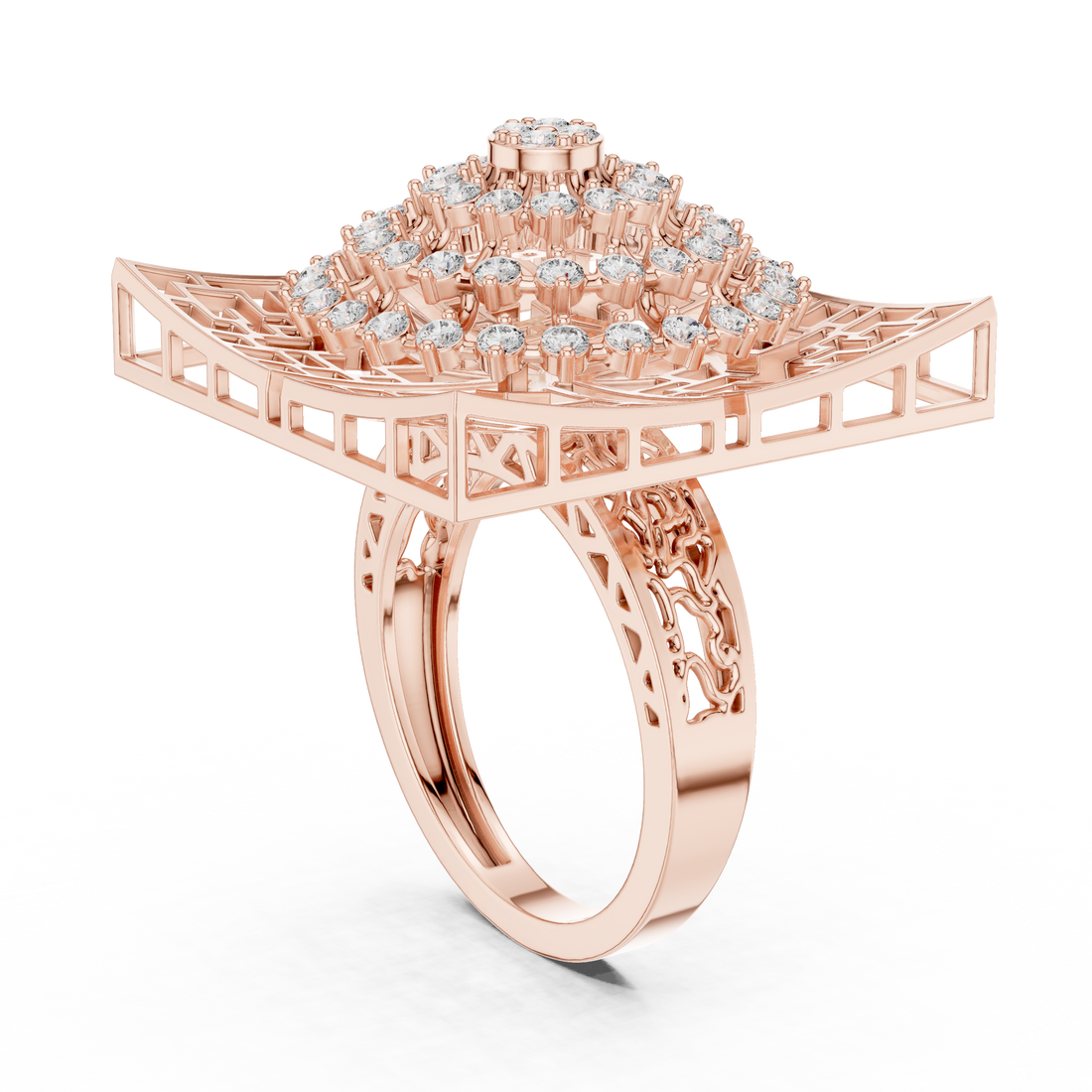 Classic marquise diamond ring with polished gold band.