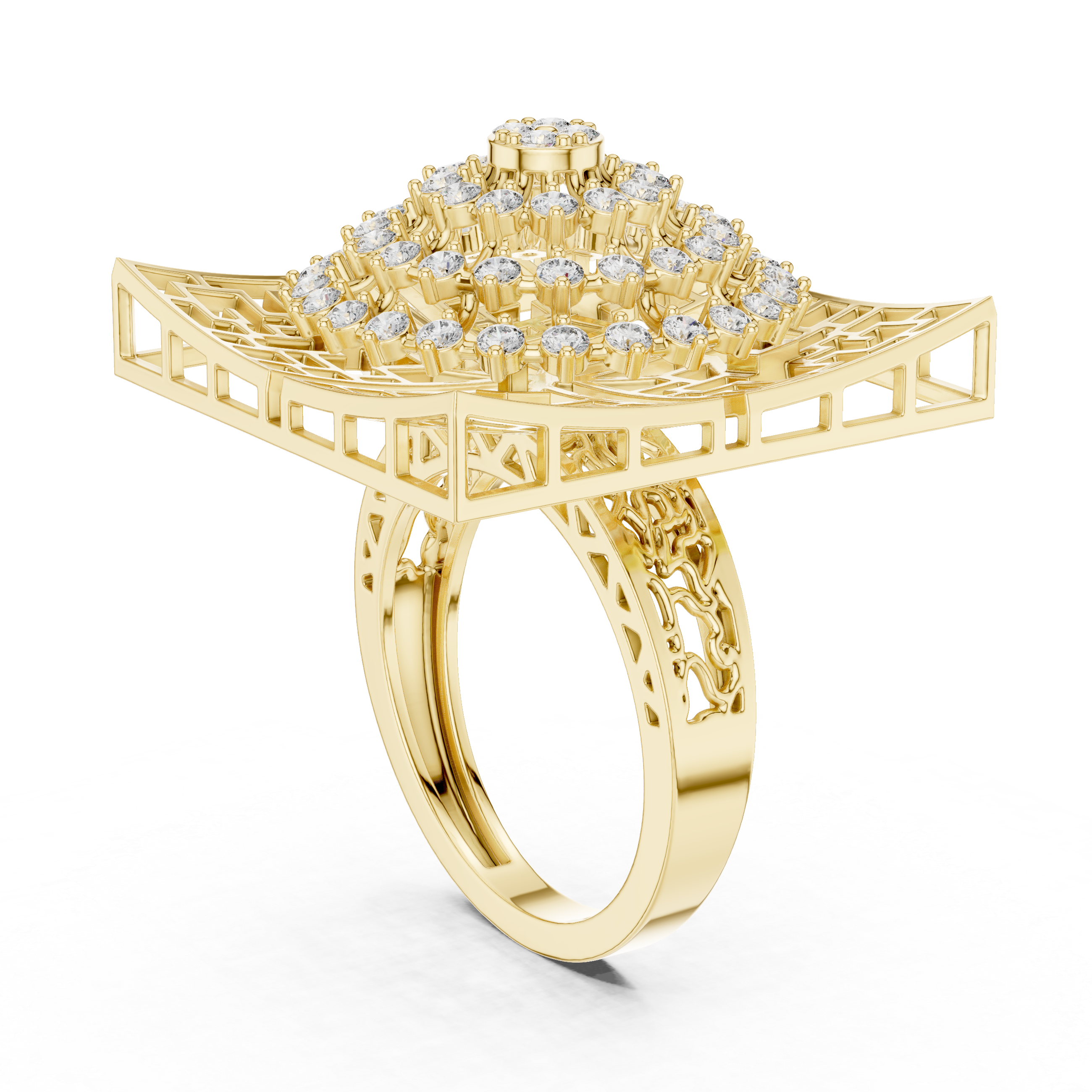 Vintage engraved gold ring with decorative pattern.