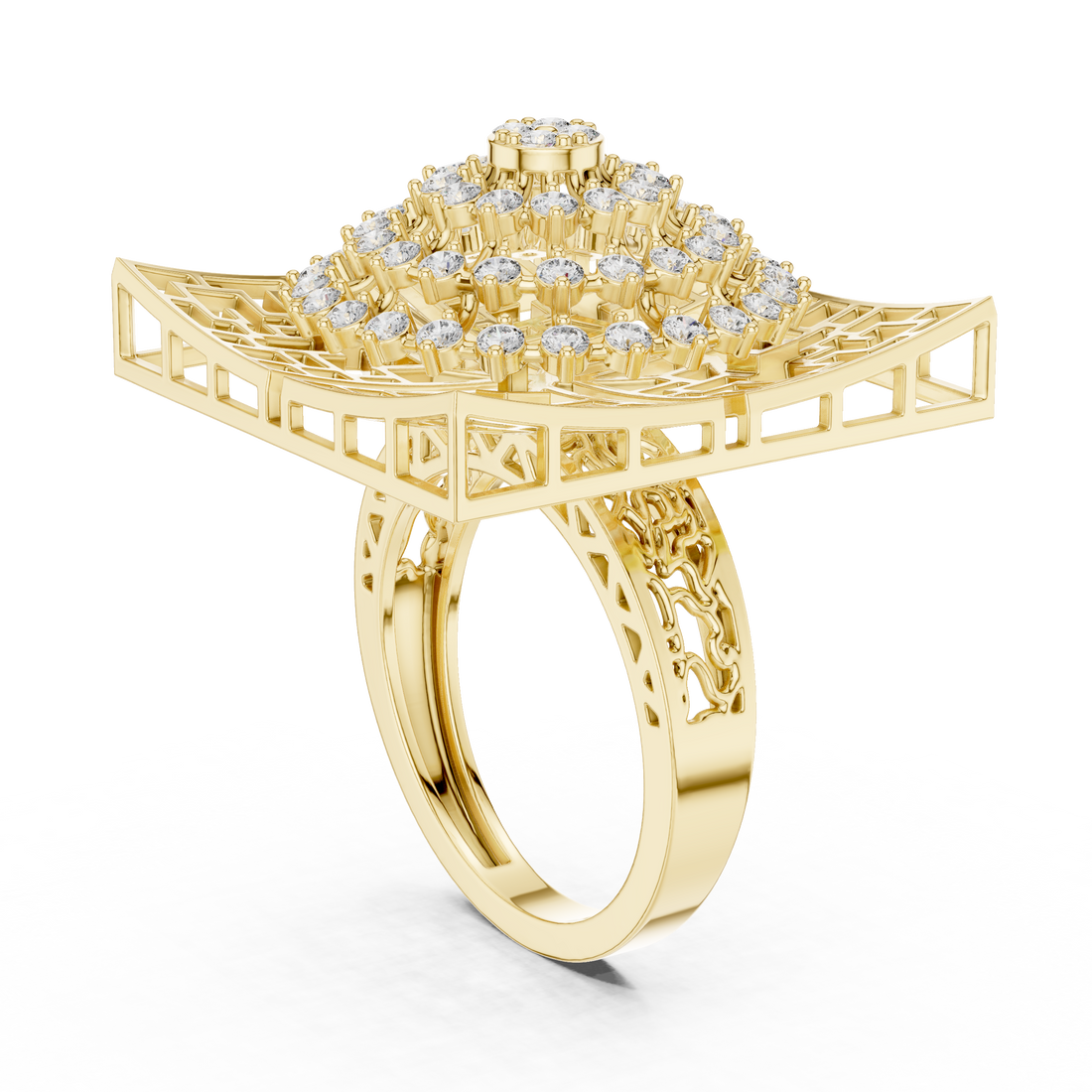 Vintage engraved gold ring with decorative pattern.