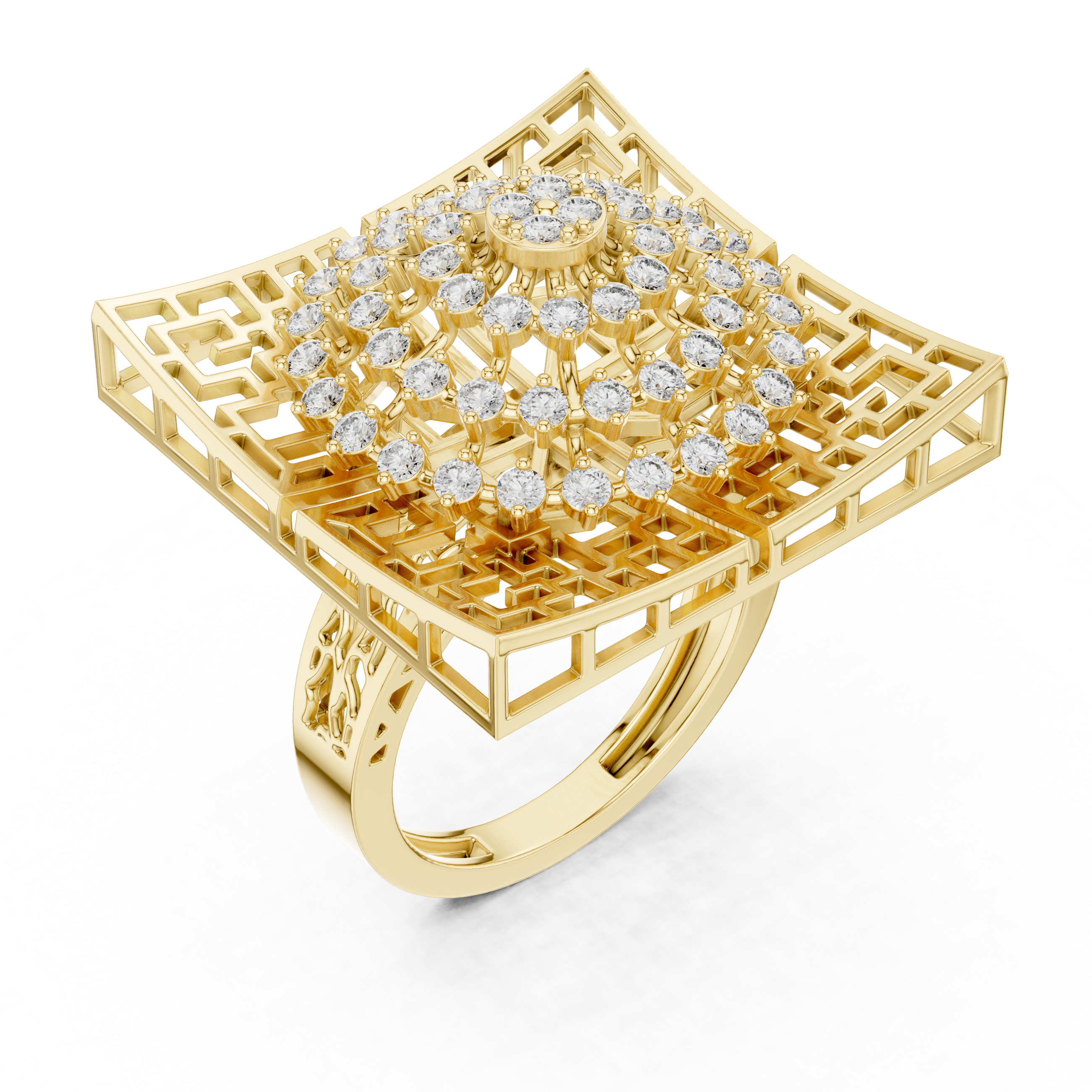 Double row diamond band with elegant shine.