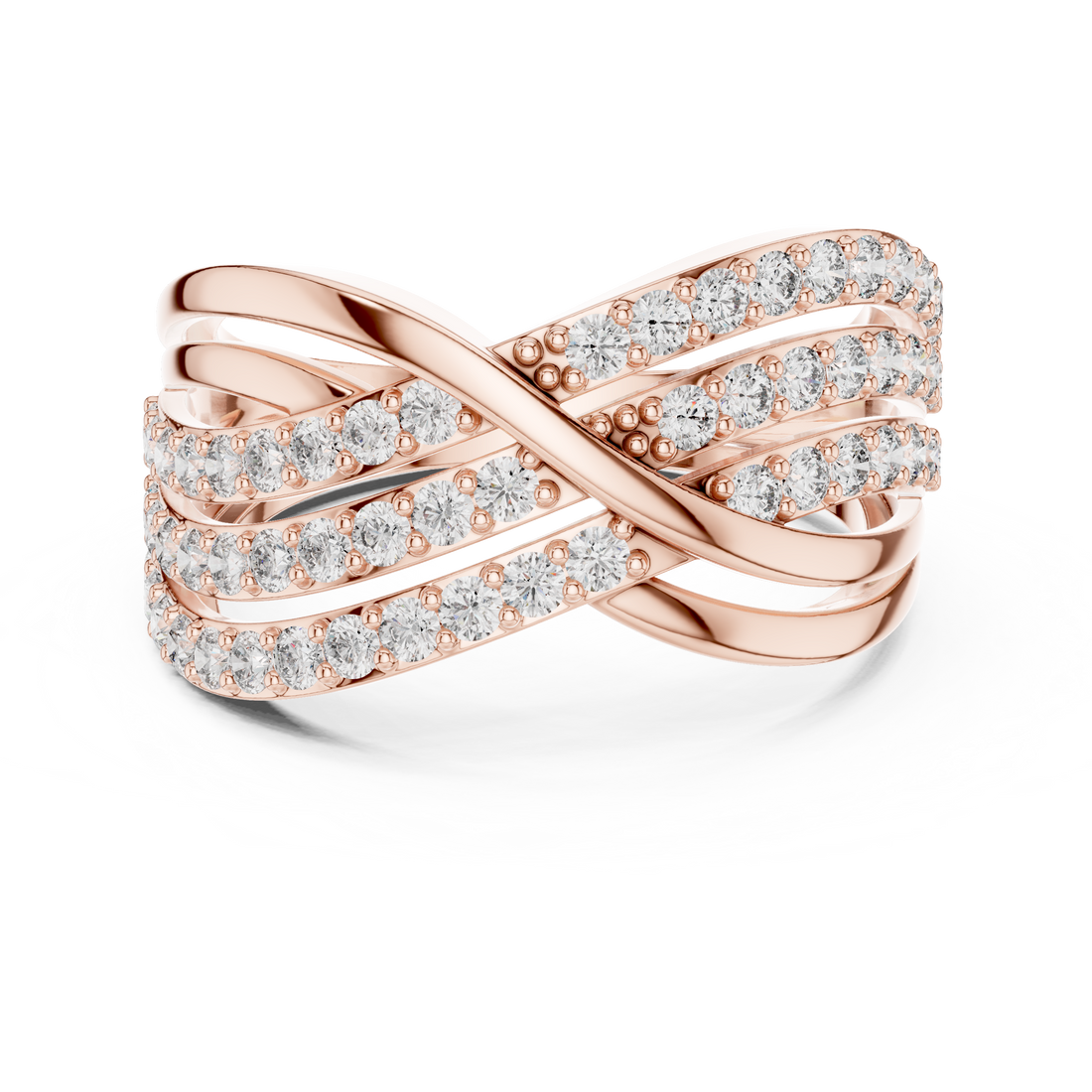 Intertwined Round Cut Diamond Infinity Twist Band Ring