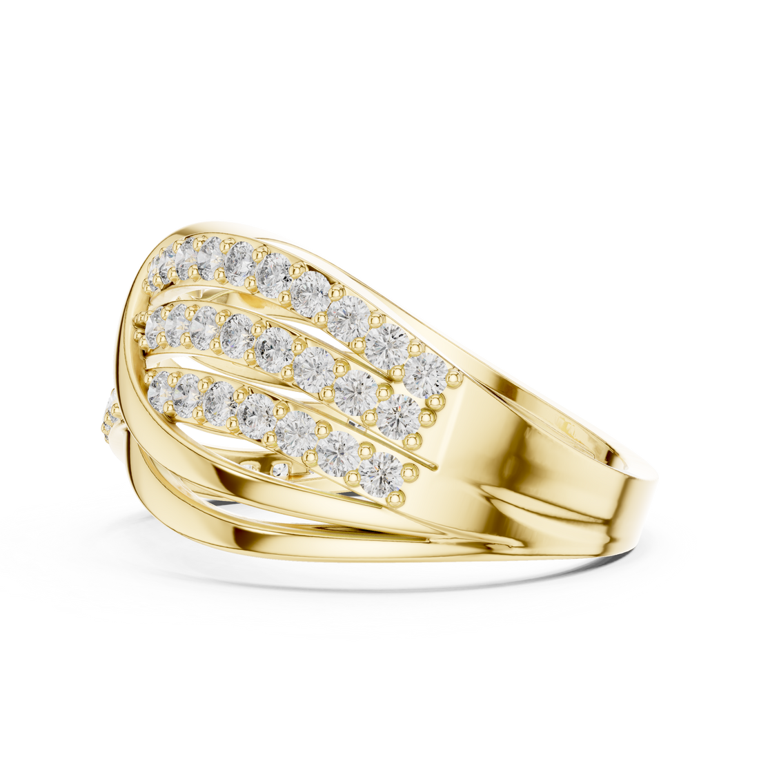 Intertwined Round Cut Diamond Infinity Twist Band Ring