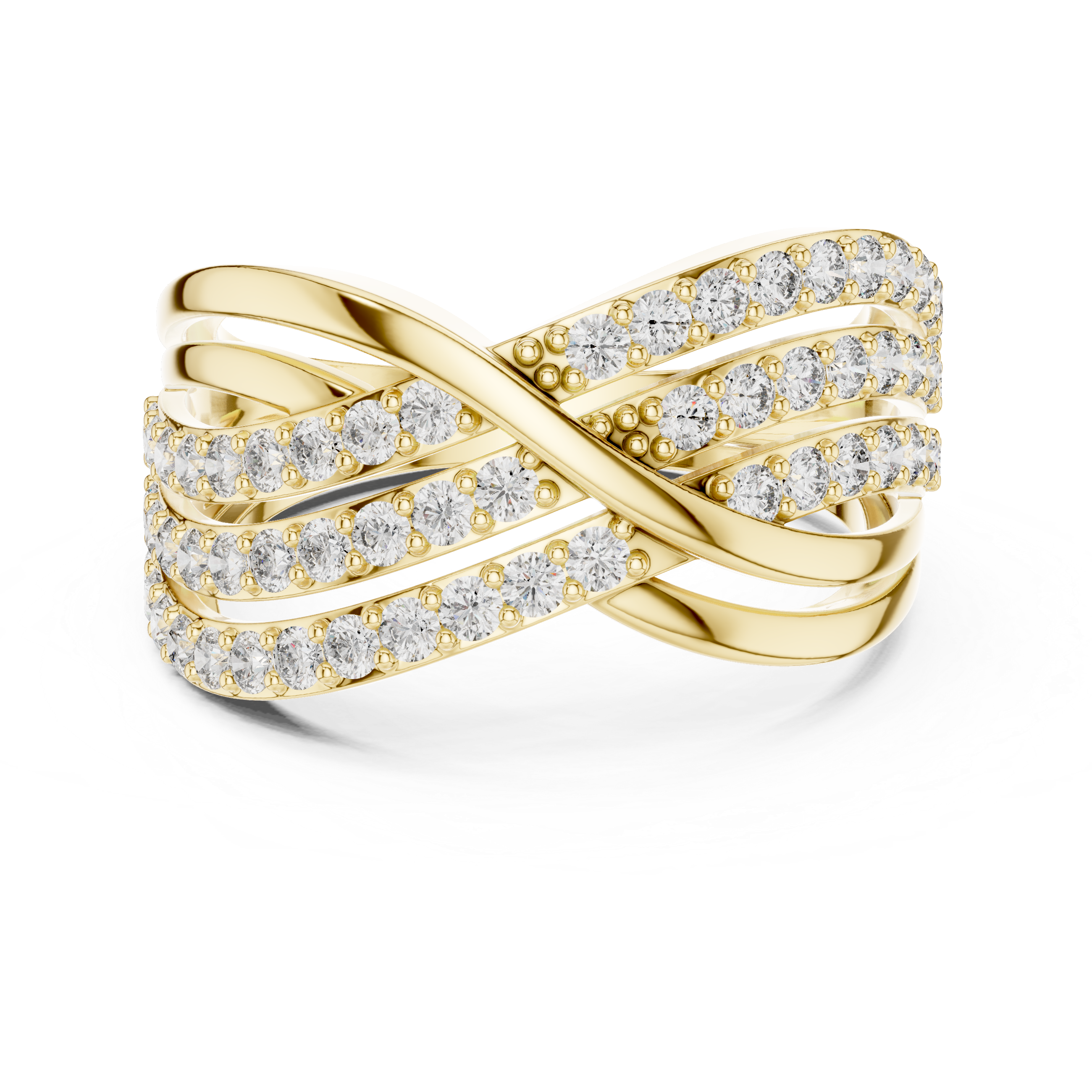 Intertwined Round Cut Diamond Infinity Twist Band Ring