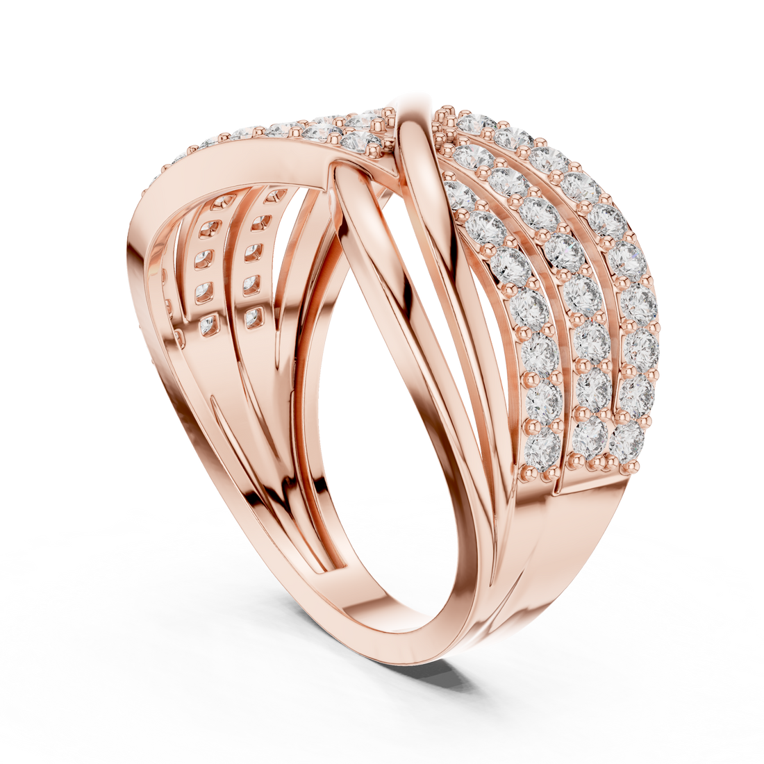 Intertwined Round Cut Diamond Infinity Twist Band Ring