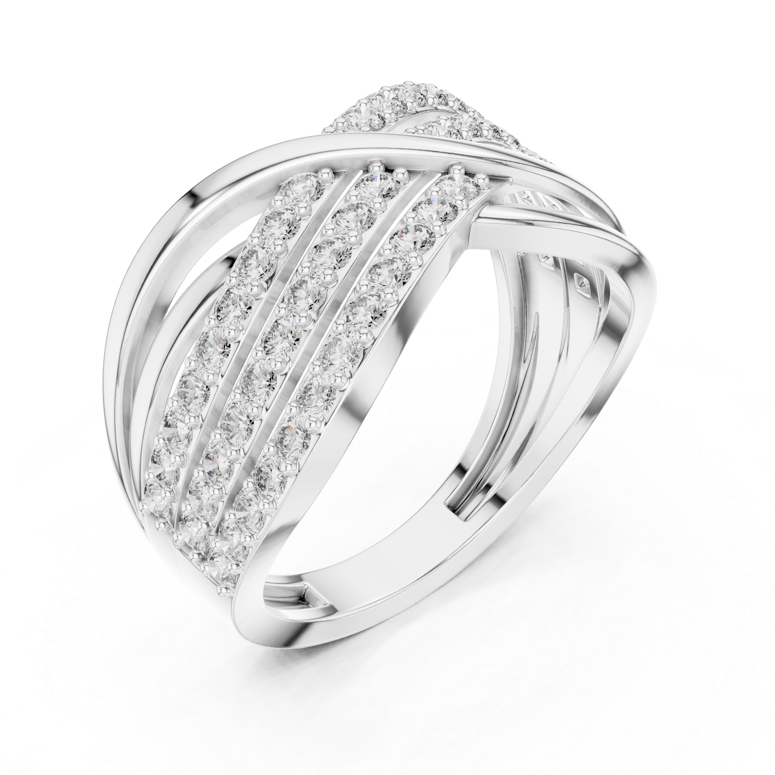 Intertwined Round Cut Diamond Infinity Twist Band Ring