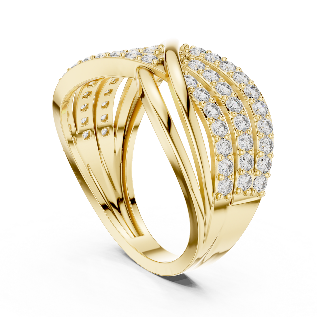 Intertwined Round Cut Diamond Infinity Twist Band Ring