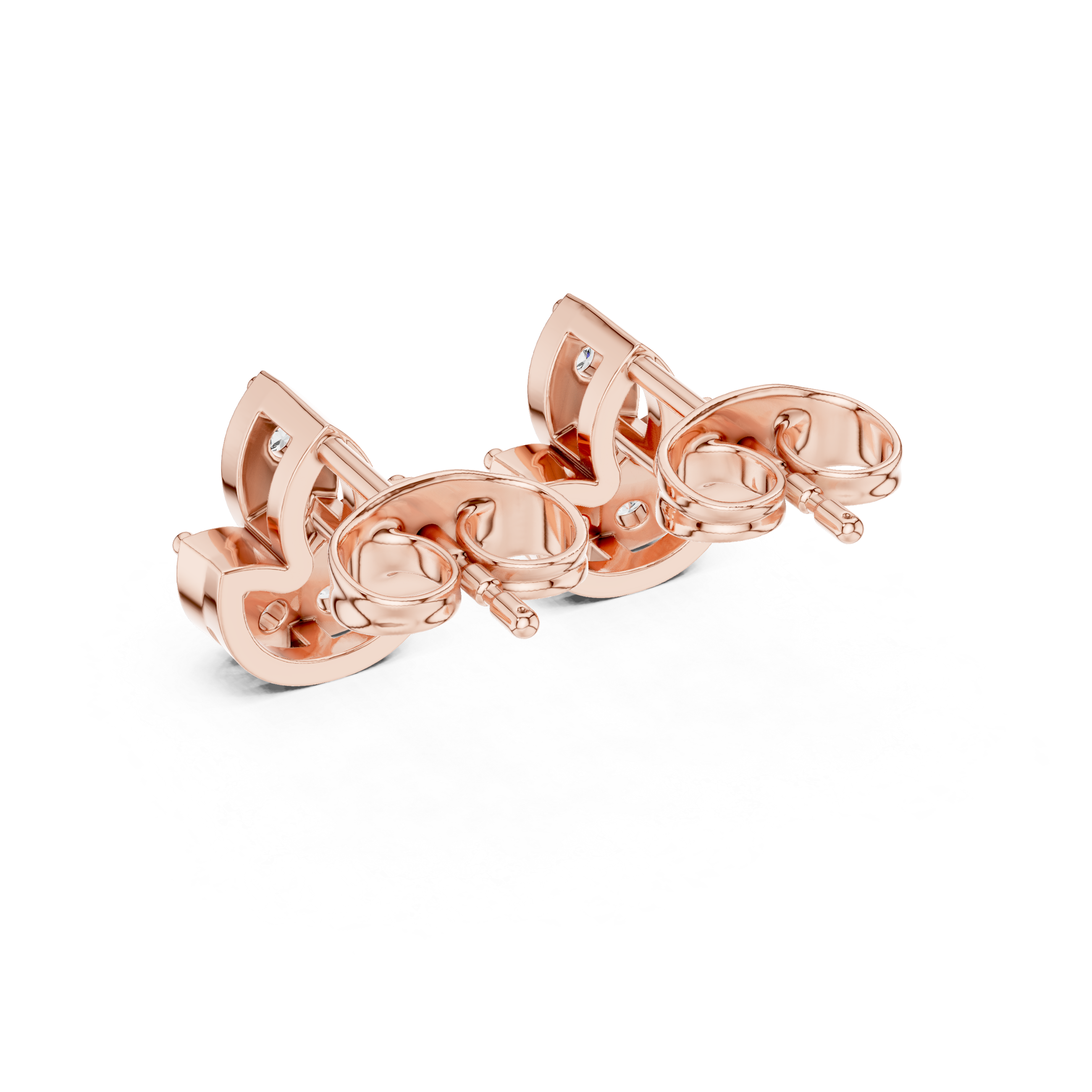 Round Diamond Marquise Fan Cluster Stud Earrings with Sculpted Floral Silhouette