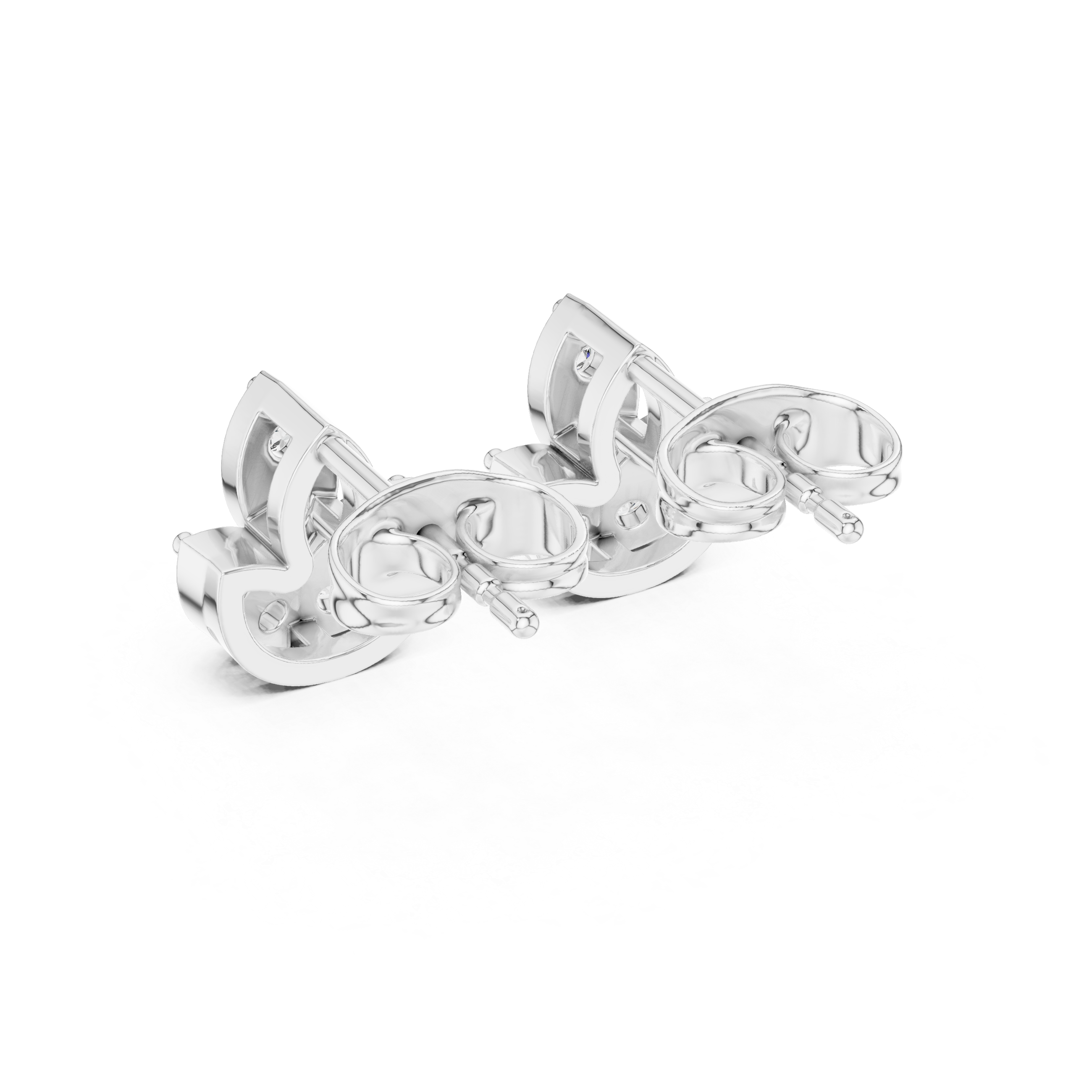 Round Diamond Marquise Fan Cluster Stud Earrings with Sculpted Floral Silhouette