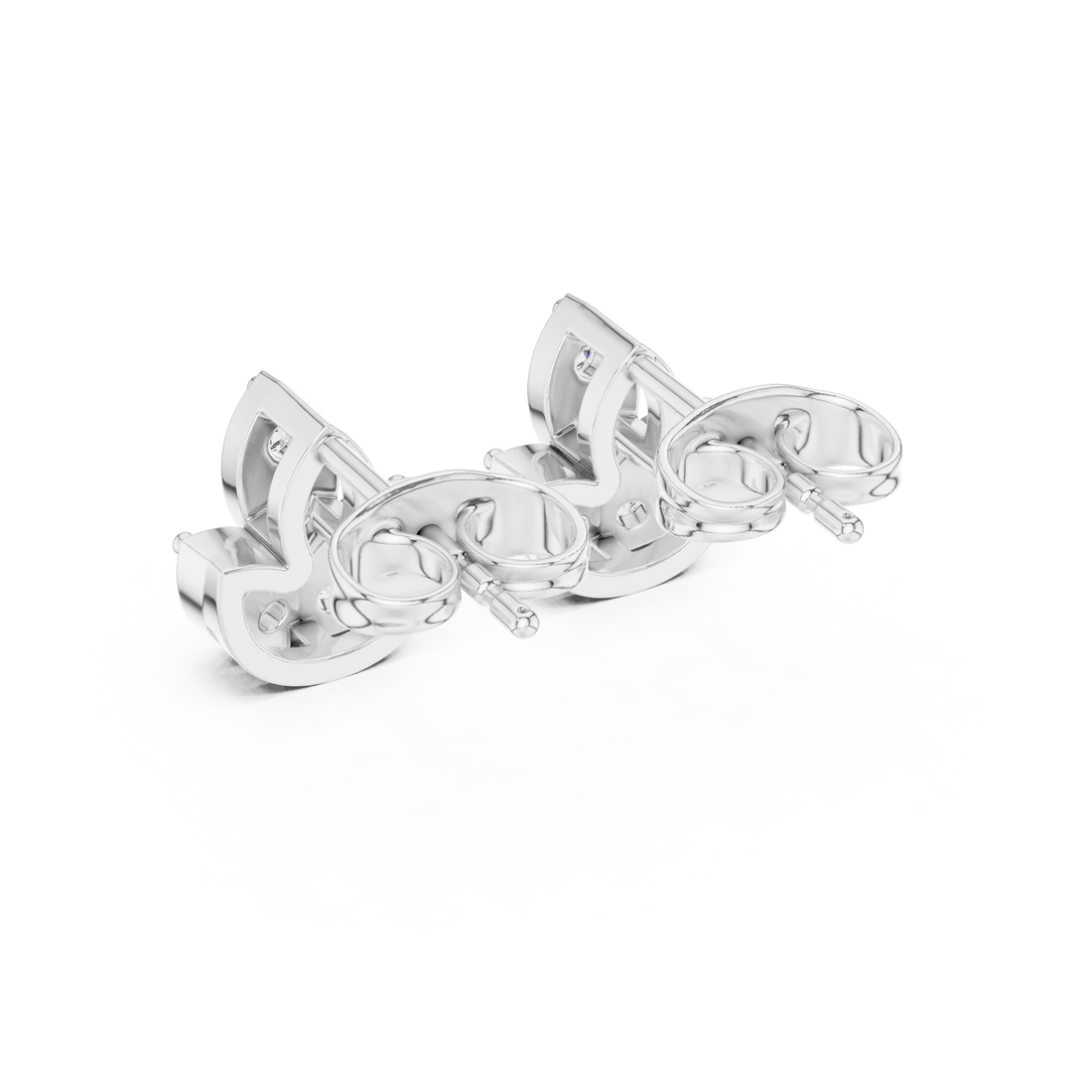 Round Diamond Marquise Fan Cluster Stud Earrings with Sculpted Floral Silhouette