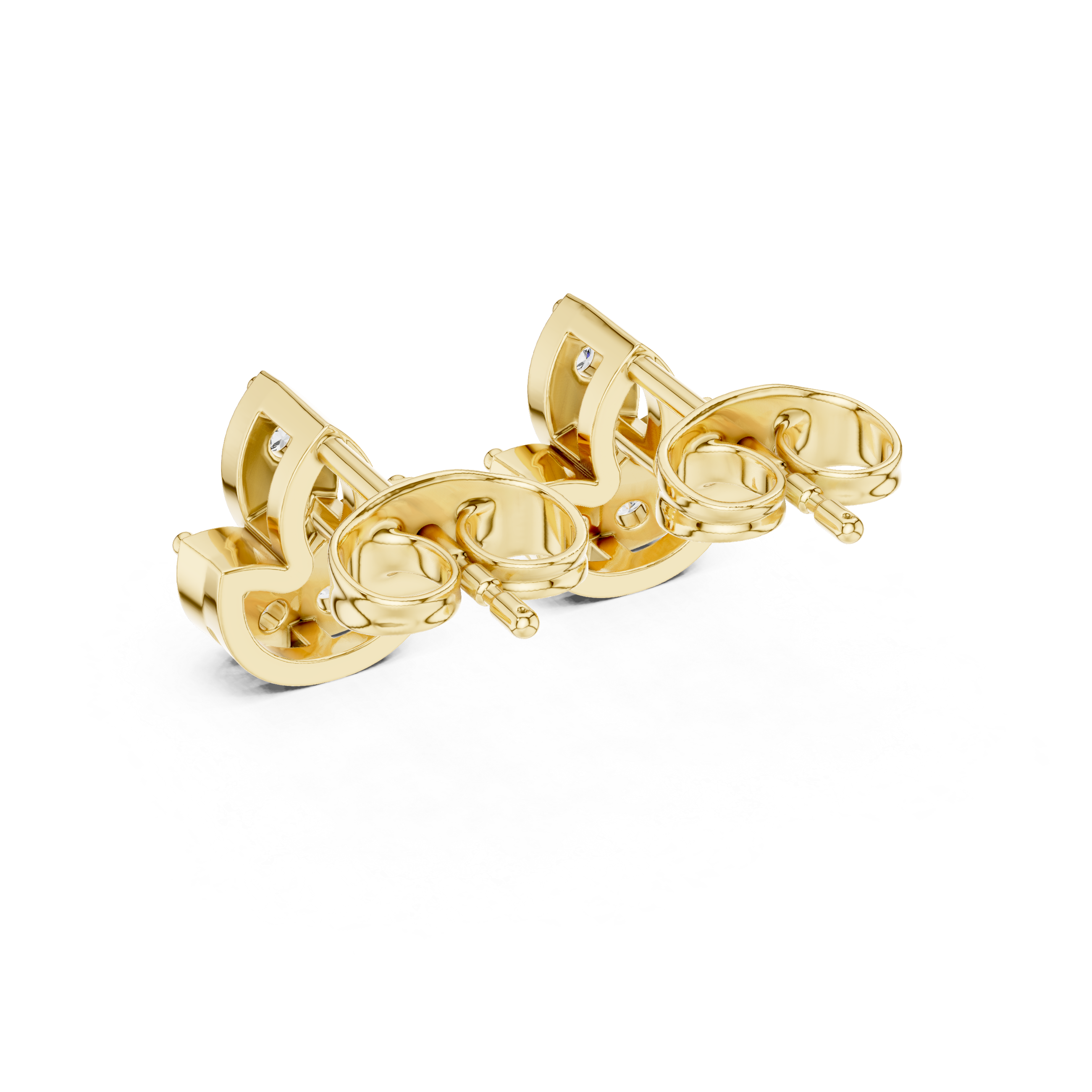 Round Diamond Marquise Fan Cluster Stud Earrings with Sculpted Floral Silhouette