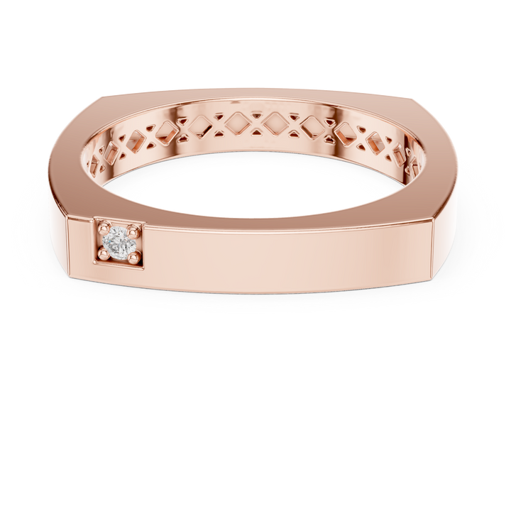 Square Edge Round Cut Diamond Solitaire Band Ring