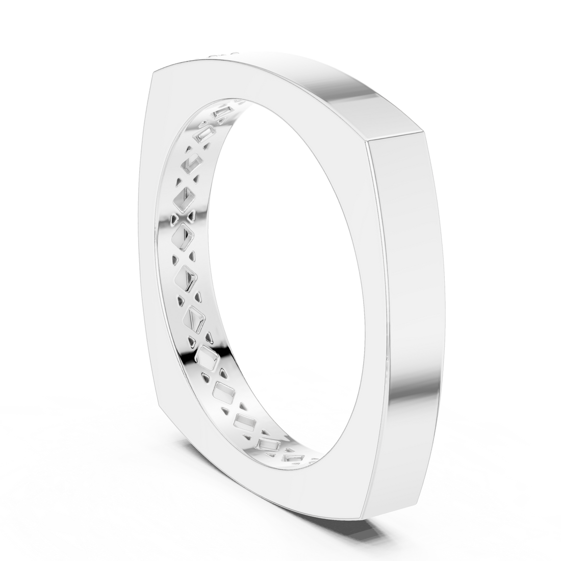 Square Edge Round Cut Diamond Solitaire Band Ring