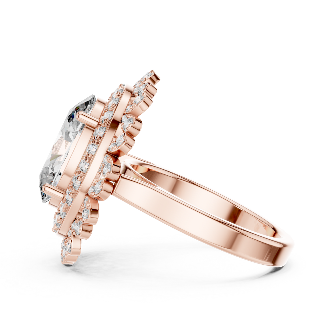 Oval Cut Sapphire Double Halo Diamond Statement Ring