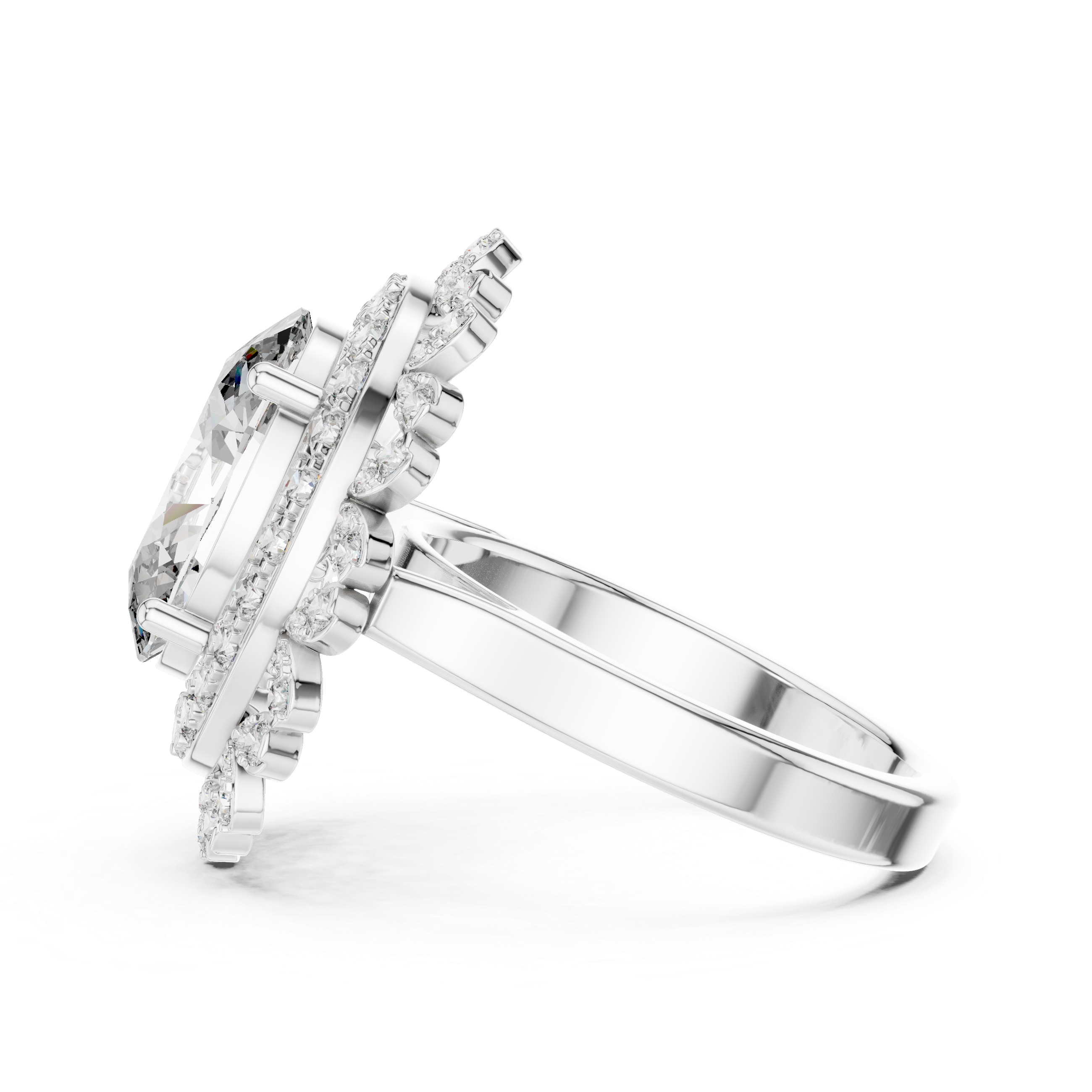 Oval Cut Sapphire Double Halo Diamond Statement Ring